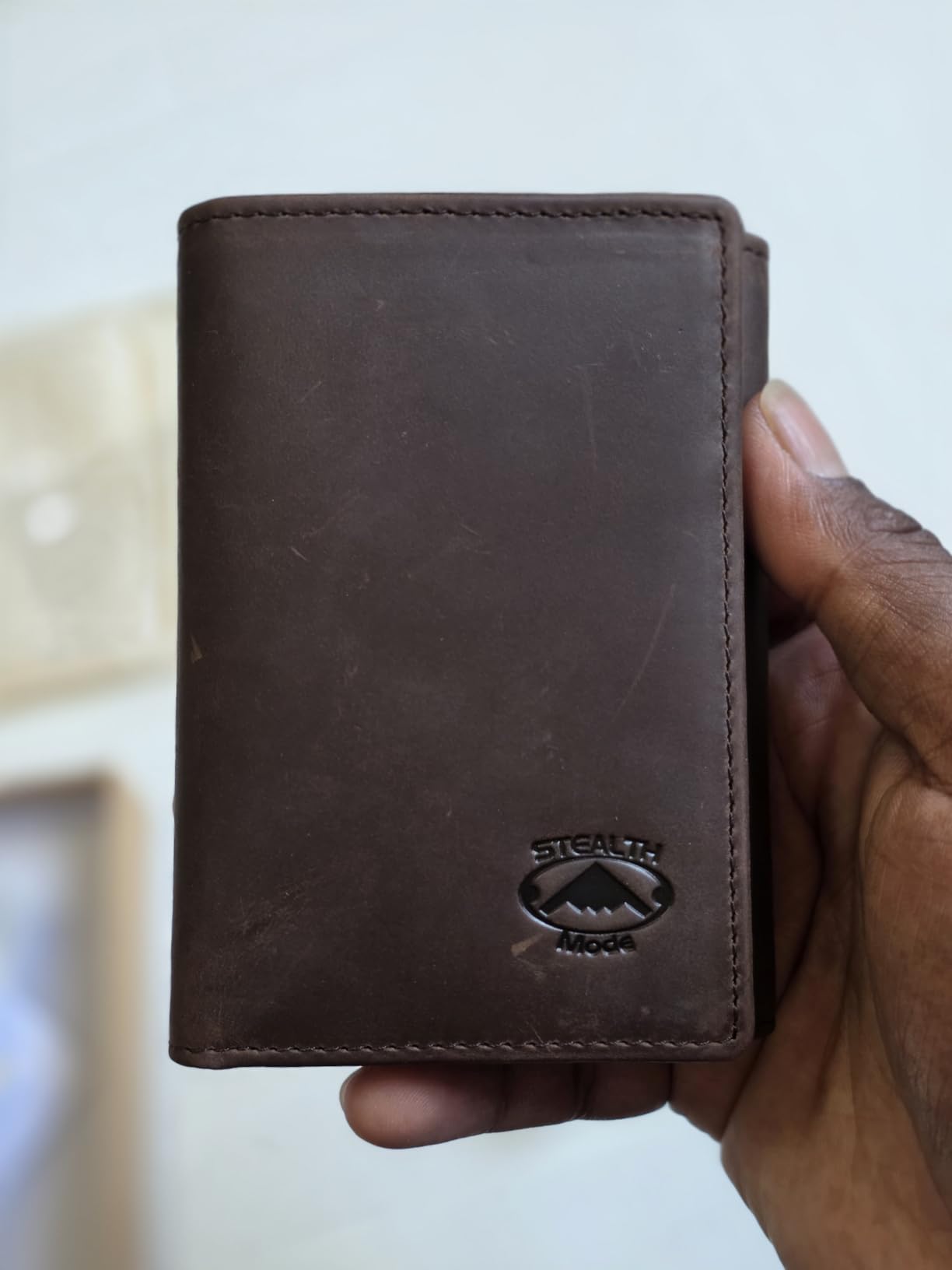 Stealth Mode Trifold Leather Wallet for Men with RFID Blocking (Brown) customer photo 2