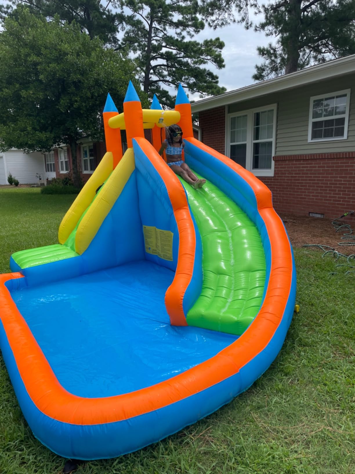 Costzon Inflatable Water Slide, Giant Bouncy Water Park Jump Castle Waterslide for Kids Backyard Outdoor Fun with Climbing Wall, Splash Pool, Blow up Water Slides Inflatables for Kids Party Gifts customer photo 1