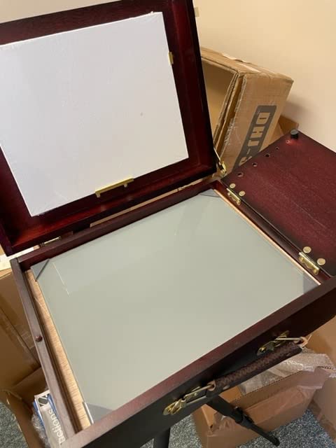 New Wave POSH Glass Artist Palette | Neutral Grey, 9 x 12 inches | Tempered Glass Palette for Oil Painting with Corner Guards | Use with Oil, Acrylic, Gouache, Watercolor, and Ink | Made in USA customer photo 1