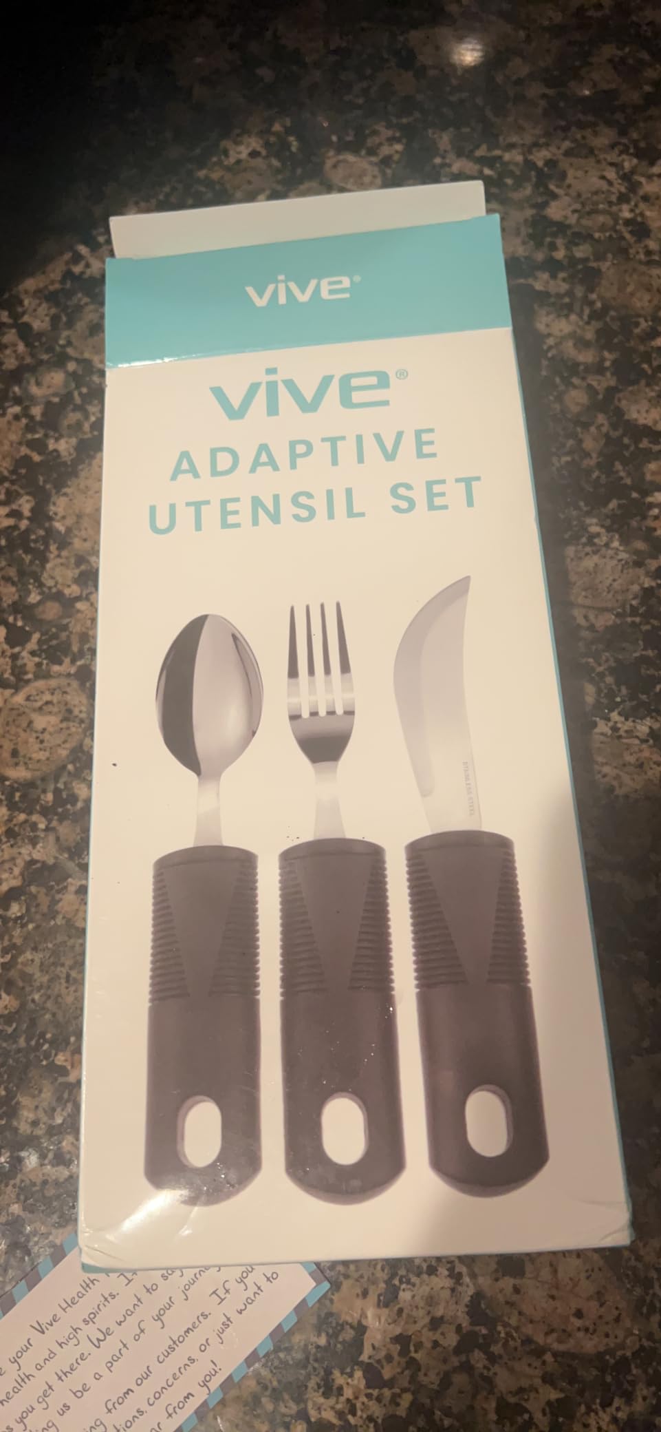 Vive Adaptive Utensil Set - Arthritis Aid Silverware for Parkinsons, Hand Tremors - Easy Grip for Shaking and Trembling Hands - Heavy Stainless Steel Spoon (Regular) customer photo 2