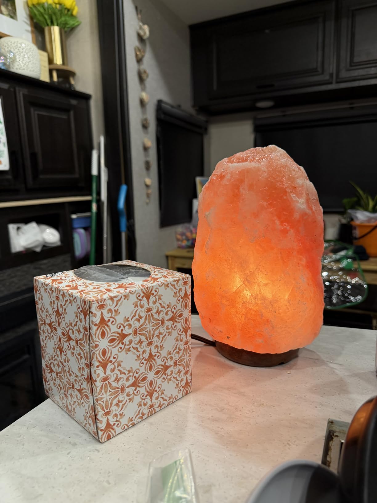 Himalayan Salt Lamp for Bedroom Large 8-10 Inch Pink Salt Rock Lamp with Dimmer, Wooden Base & Spare Bulbs | Calming Ambient Night Light | Thoughtful Wellness Gift for Women, Home, or Office customer photo 2