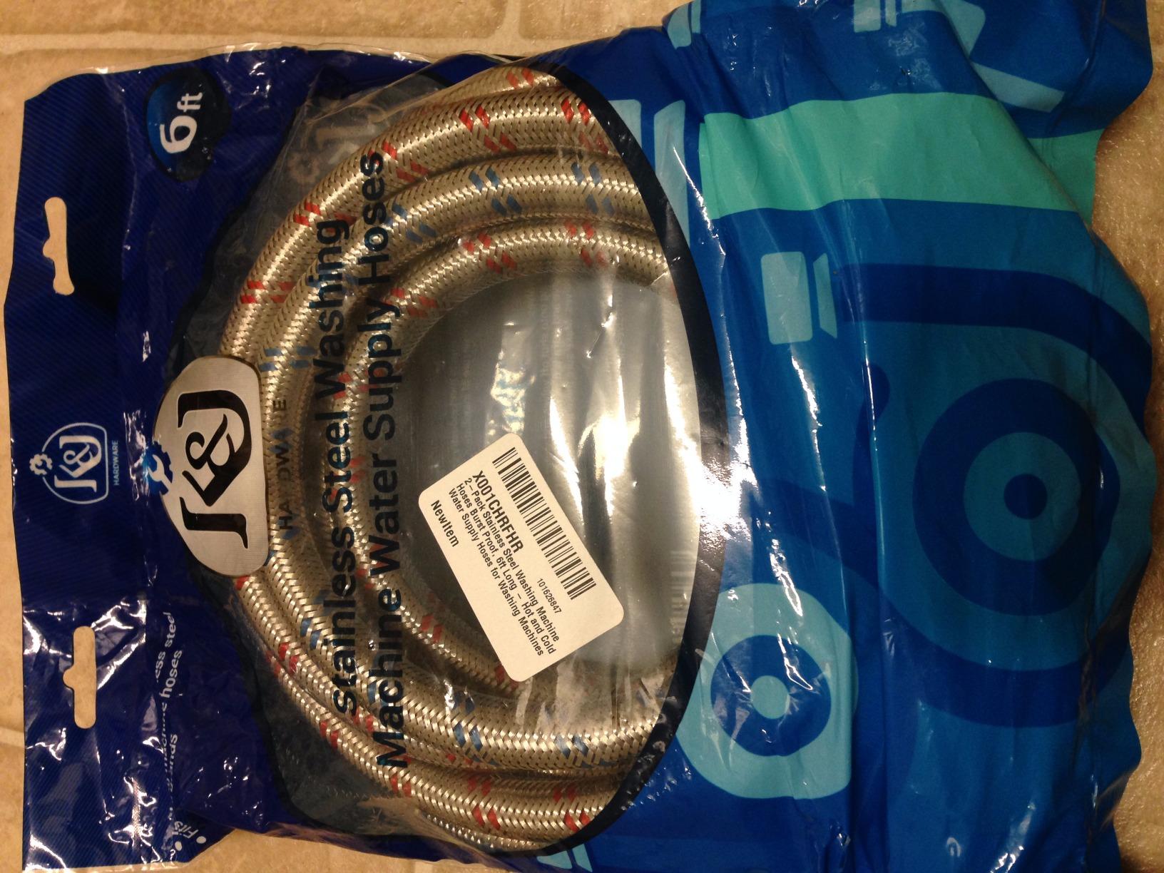 K&J Premium 6ft Washing Machine Hoses Burst Proof 2 Pack - Hot and Cold Water Supply Hoses for Washing Machines (Stainless Steel) customer photo 1
