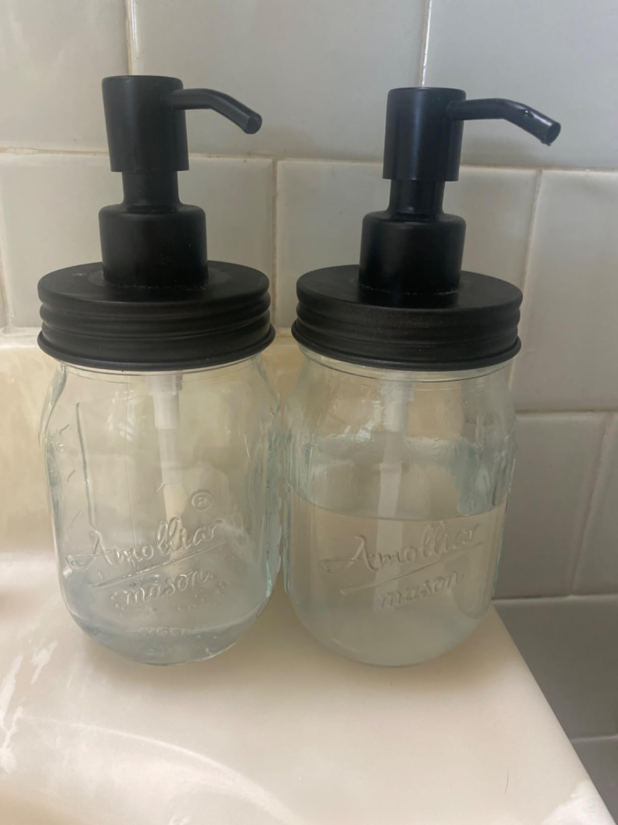 Jarmazing Products Mason Jar Soap Dispenser - Black - 16 oz Ball Mason Jar Liquid Dispenser for Kitchen & Bathroom - Glass - Dish Soap Dispenser with Rust Proof Stainless Steel Pump & Lid customer photo 2