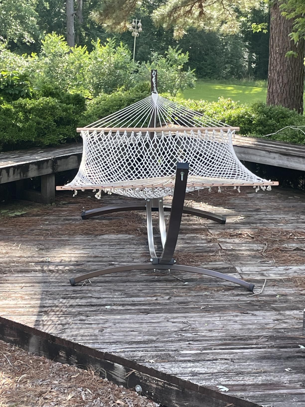 15 Ft Indoor/Outdoor Powder Coated Galvanized Steel Arc Hammock Stand. Strongest Supports Single/Double Hammock Bed.(Brown) customer photo 1