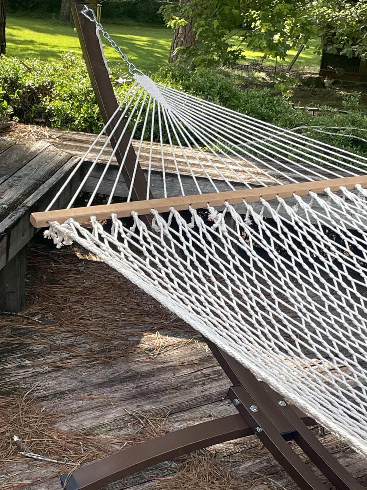 15 Ft Indoor/Outdoor Powder Coated Galvanized Steel Arc Hammock Stand. Strongest Supports Single/Double Hammock Bed.(Brown) customer photo 2