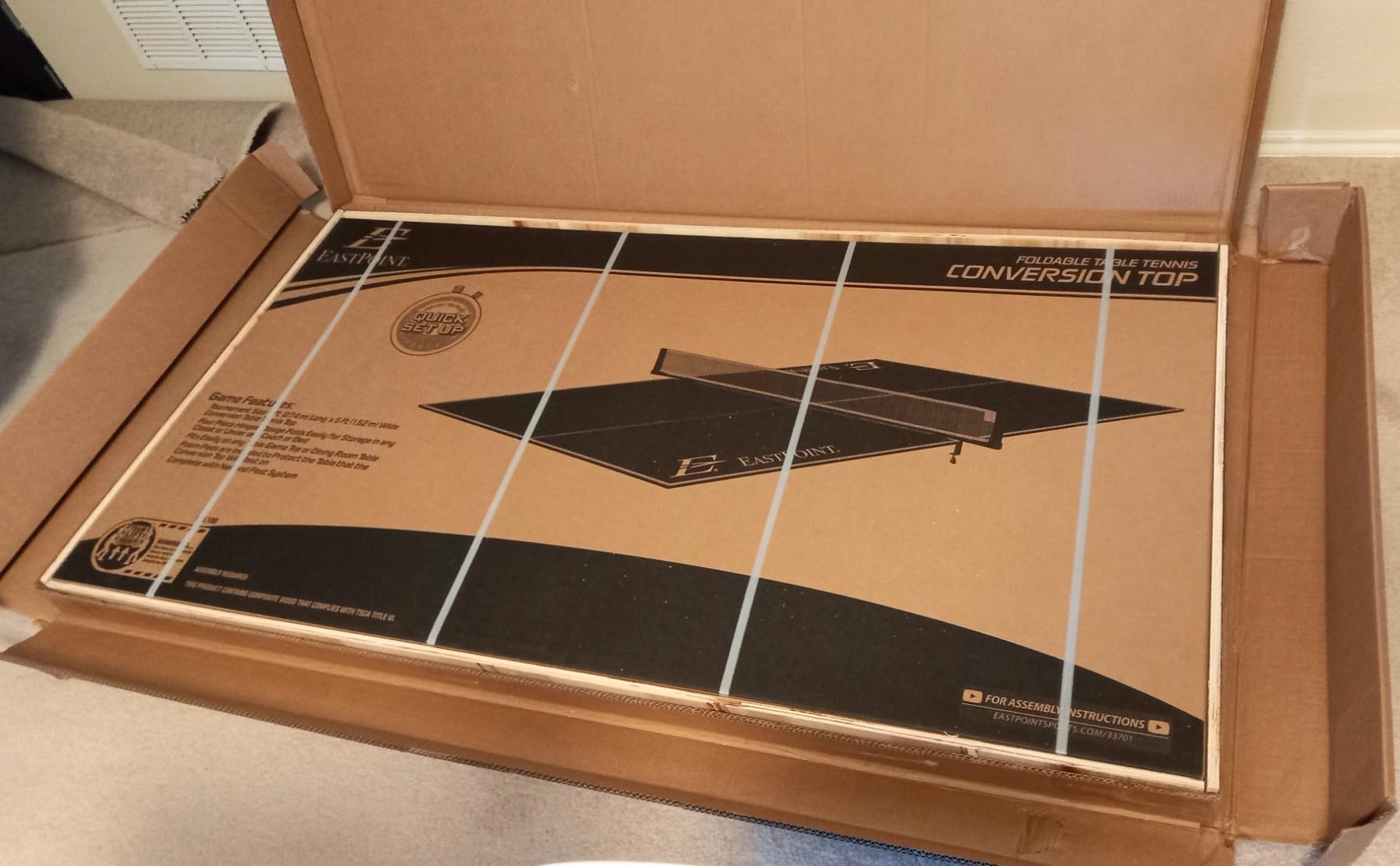EastPoint Foldable Ping Pong Table Topper, Table Tennis, 9 ft x 5 ft, Blue customer photo 1