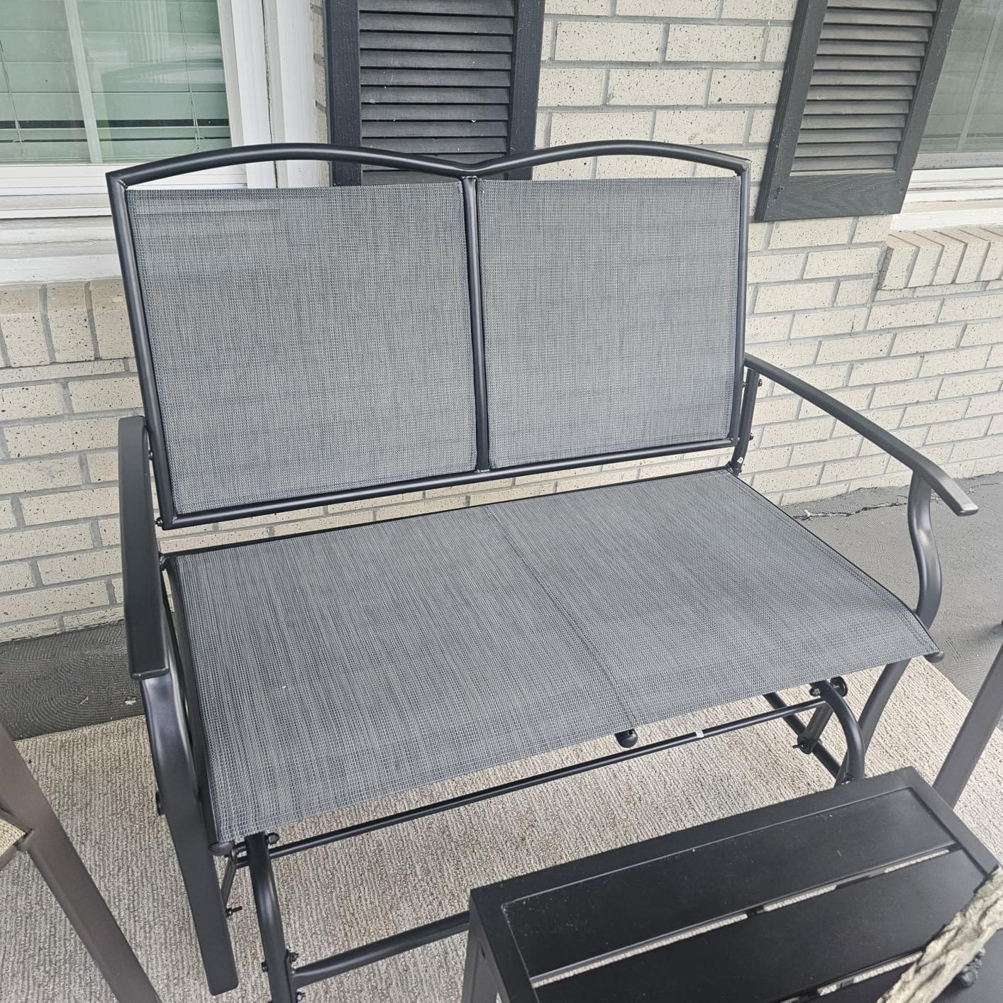 Best Choice Products 2-Person Outdoor Patio Swing Glider Steel Bench Loveseat Rocker for Deck, Porch w/Textilene Fabric, Steel Frame - Brown customer photo 1
