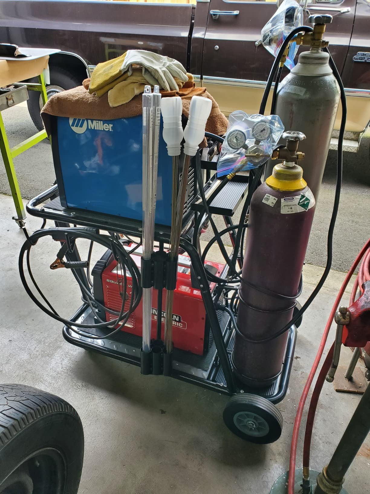Eastwood Professional Welding Cart for TIG MIG Stick Welder Plasma Cutter Black Steel Construction with Trays Cable Gas Bottle Holder and Wheels customer photo 1