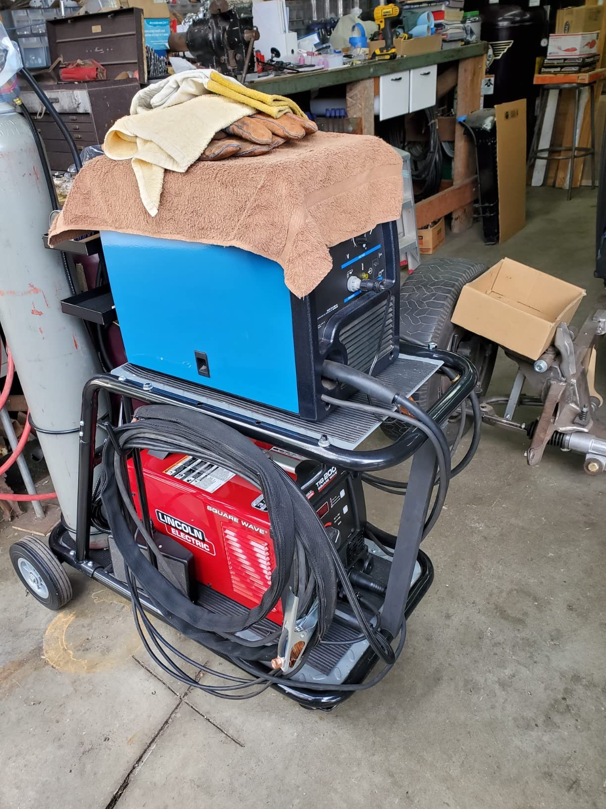 Eastwood Professional Welding Cart for TIG MIG Stick Welder Plasma Cutter Black Steel Construction with Trays Cable Gas Bottle Holder and Wheels customer photo 2