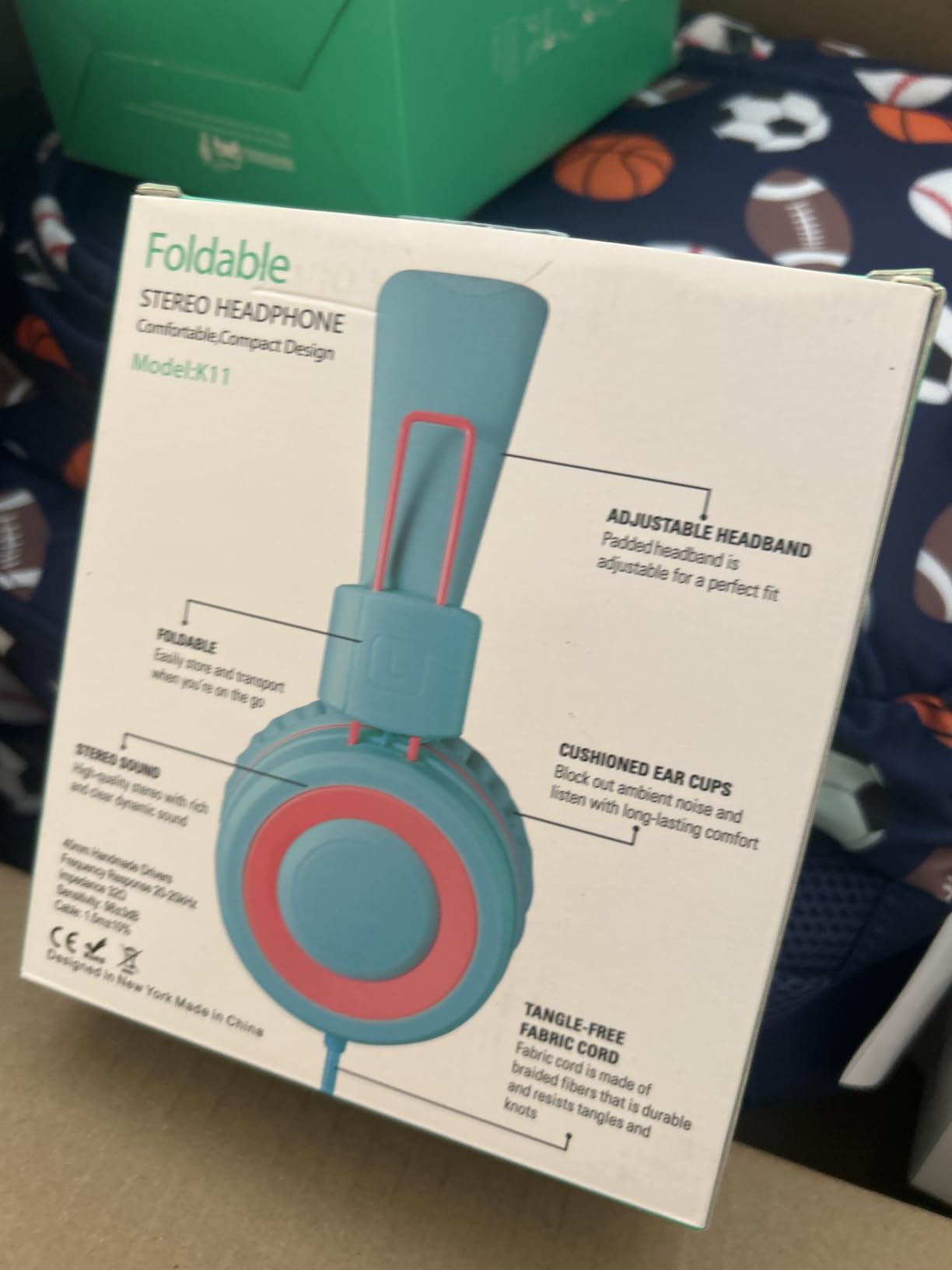noot products K11 Kids Headphones with Wired Cord 3.5mm Jack Navy/Teal customer photo 2
