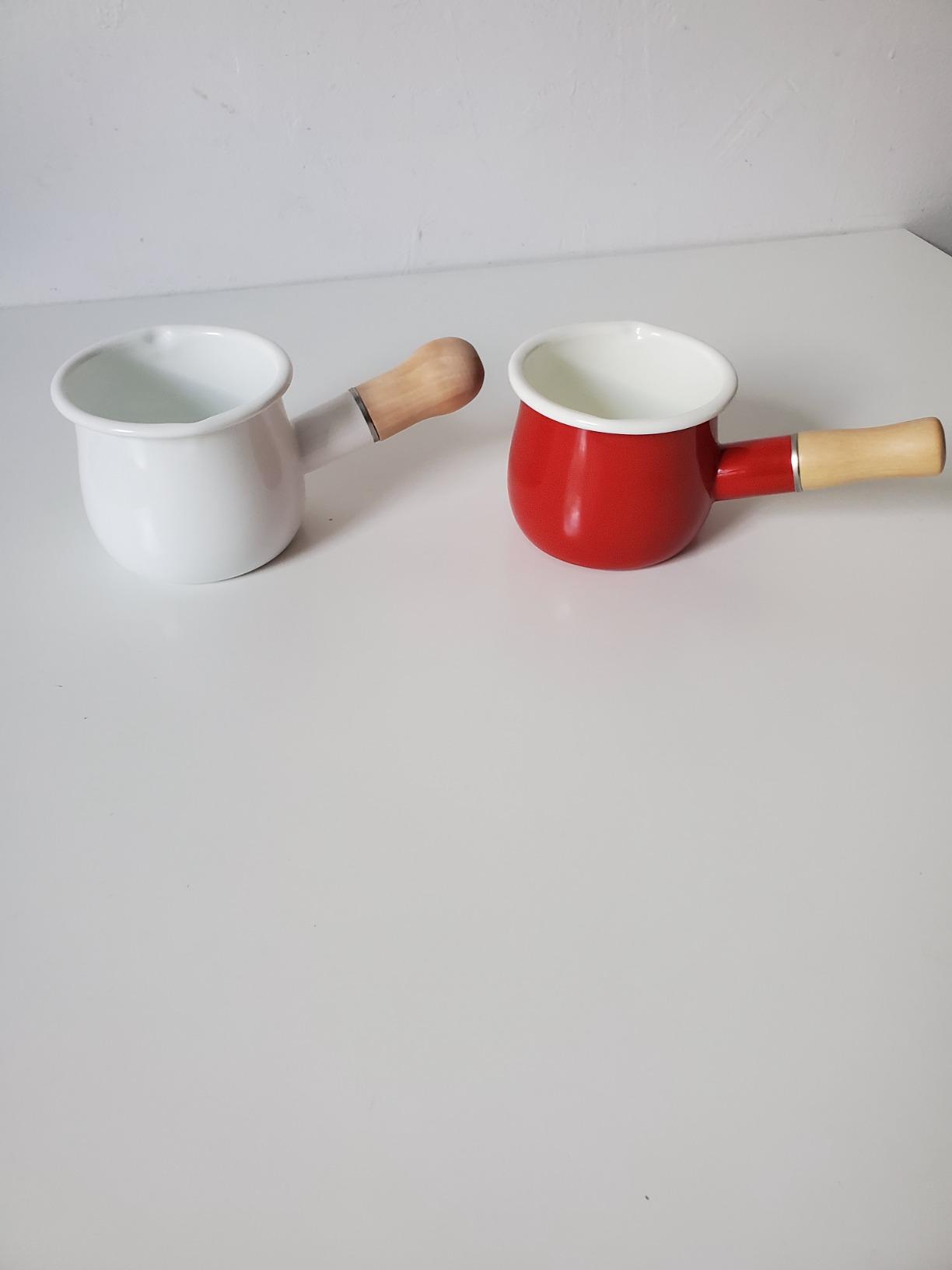Enamel Milk Pot, Small Saucepan Butter Warmer Pot (White） customer photo 1
