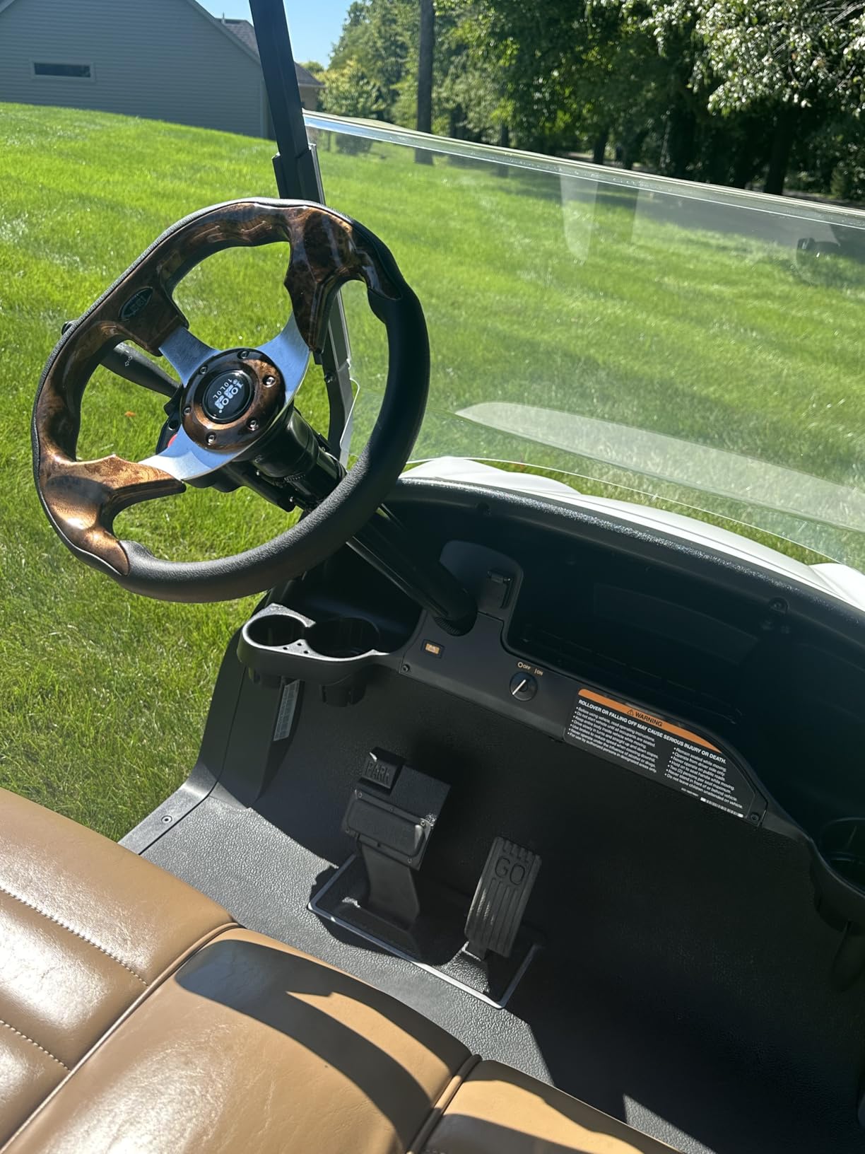 10L0L Golf Cart Steering Wheel, Generic of Most Golf cart EZGO Club Car Yamaha (style1 Gray) | Orion Gray, PVC And Aluminum, Three-Spoke Universal Fit Design customer photo 1