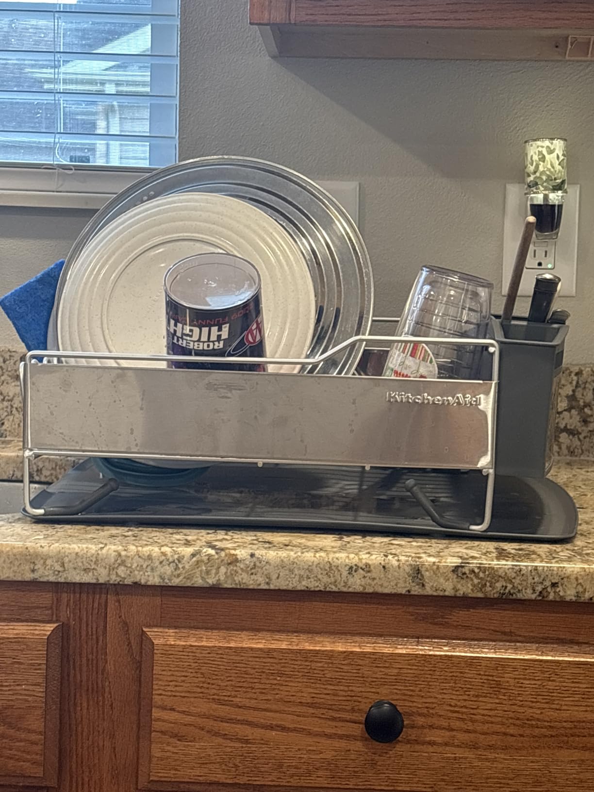 KitchenAid Large Capacity Full Size Rust Resistant Dish Rack with Angled Drain Board and Removable Flatware Caddy, Light Grey customer photo 1