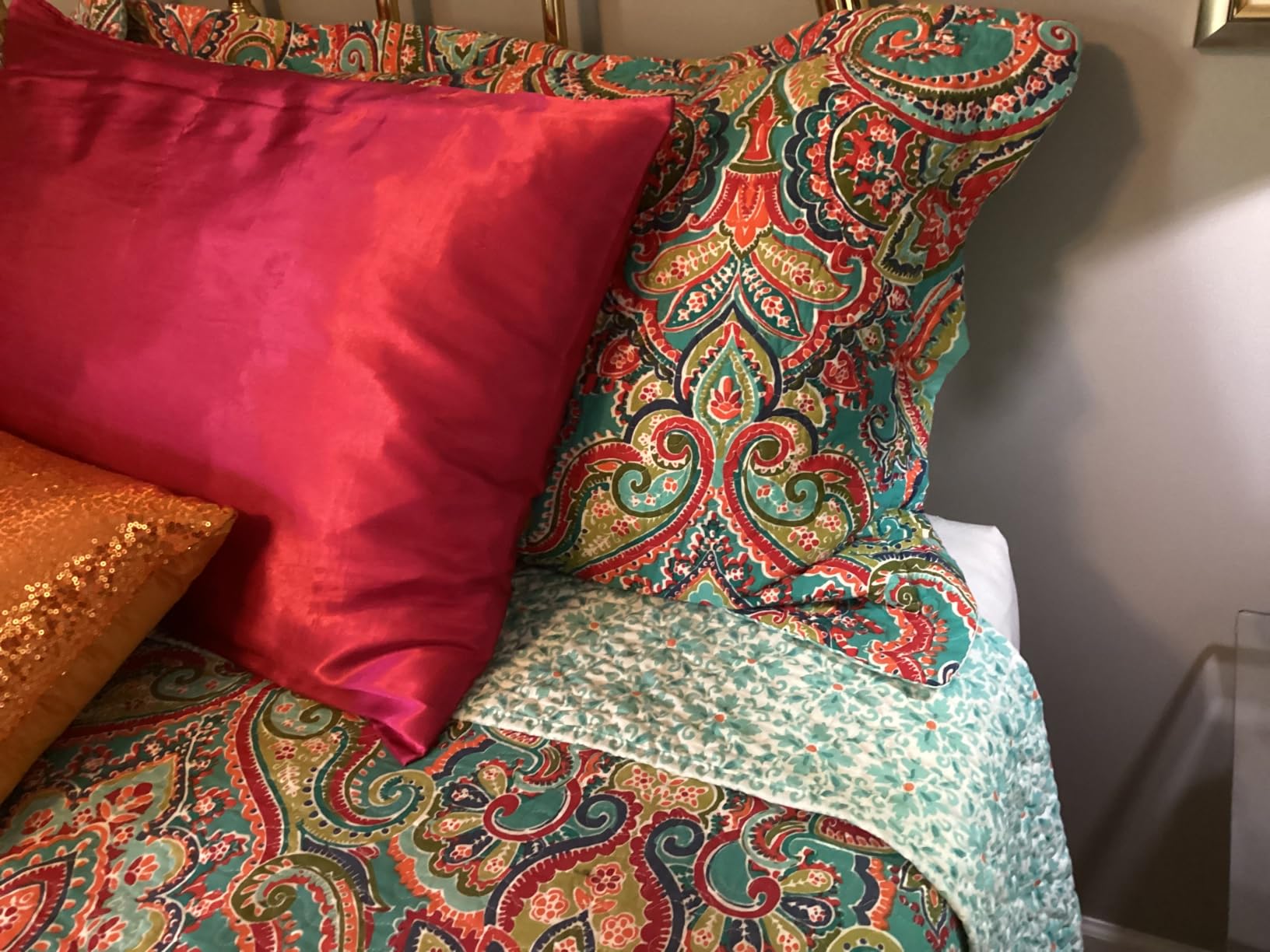 NEWLAKE Cotton Bedspread Quilt Sets-Reversible Patchwork Coverlet Set, European Gorgeous Floral Pattern, Queen Size customer photo 1