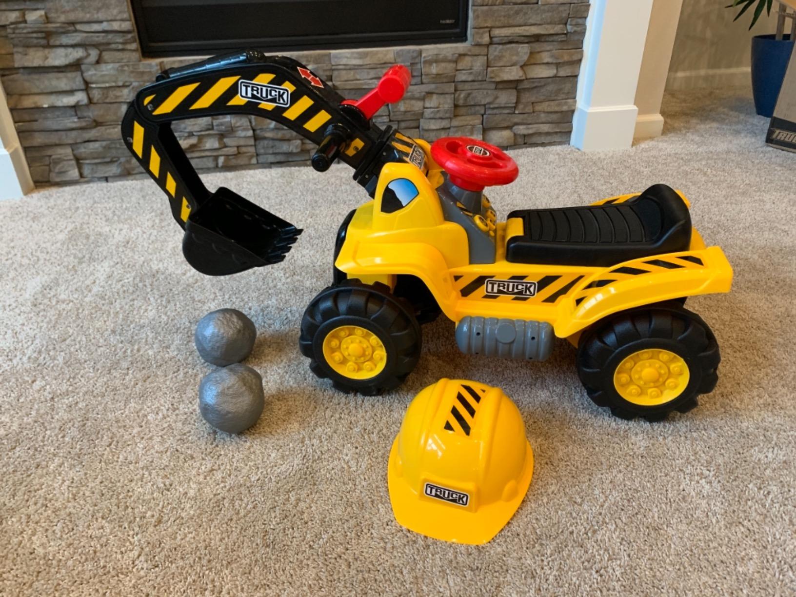 Play22 Toy Tractors for Kids Ride On Excavator - Sounds, Helmet & Rocks customer photo 1