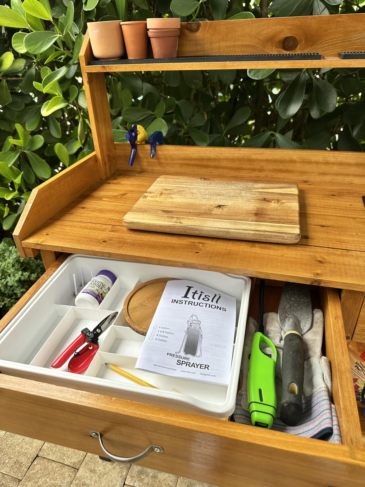 Yaheetech Potting Bench with Sink & Drawer, Outdoor Gardening Table, Wood customer photo 1
