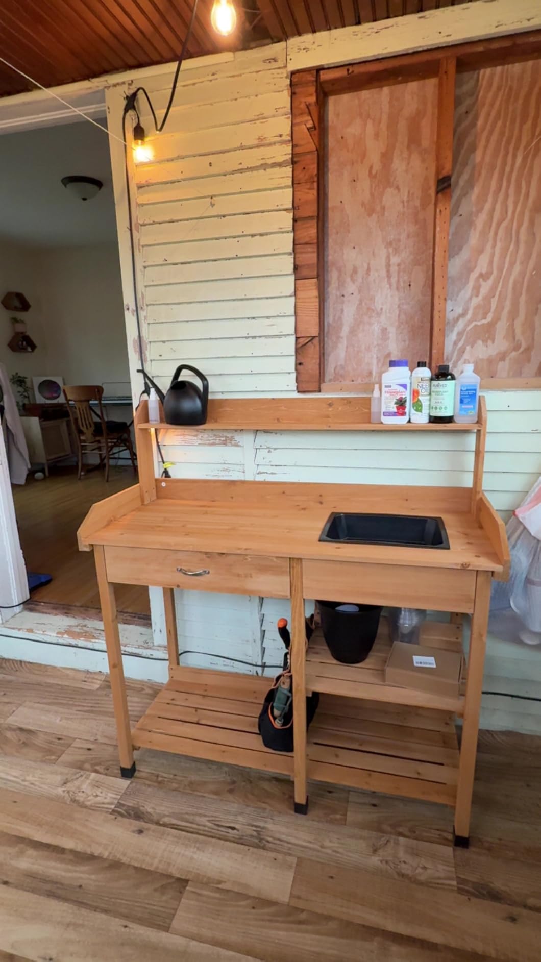 Yaheetech Potting Bench with Sink & Drawer, Outdoor Gardening Table, Wood customer photo 2