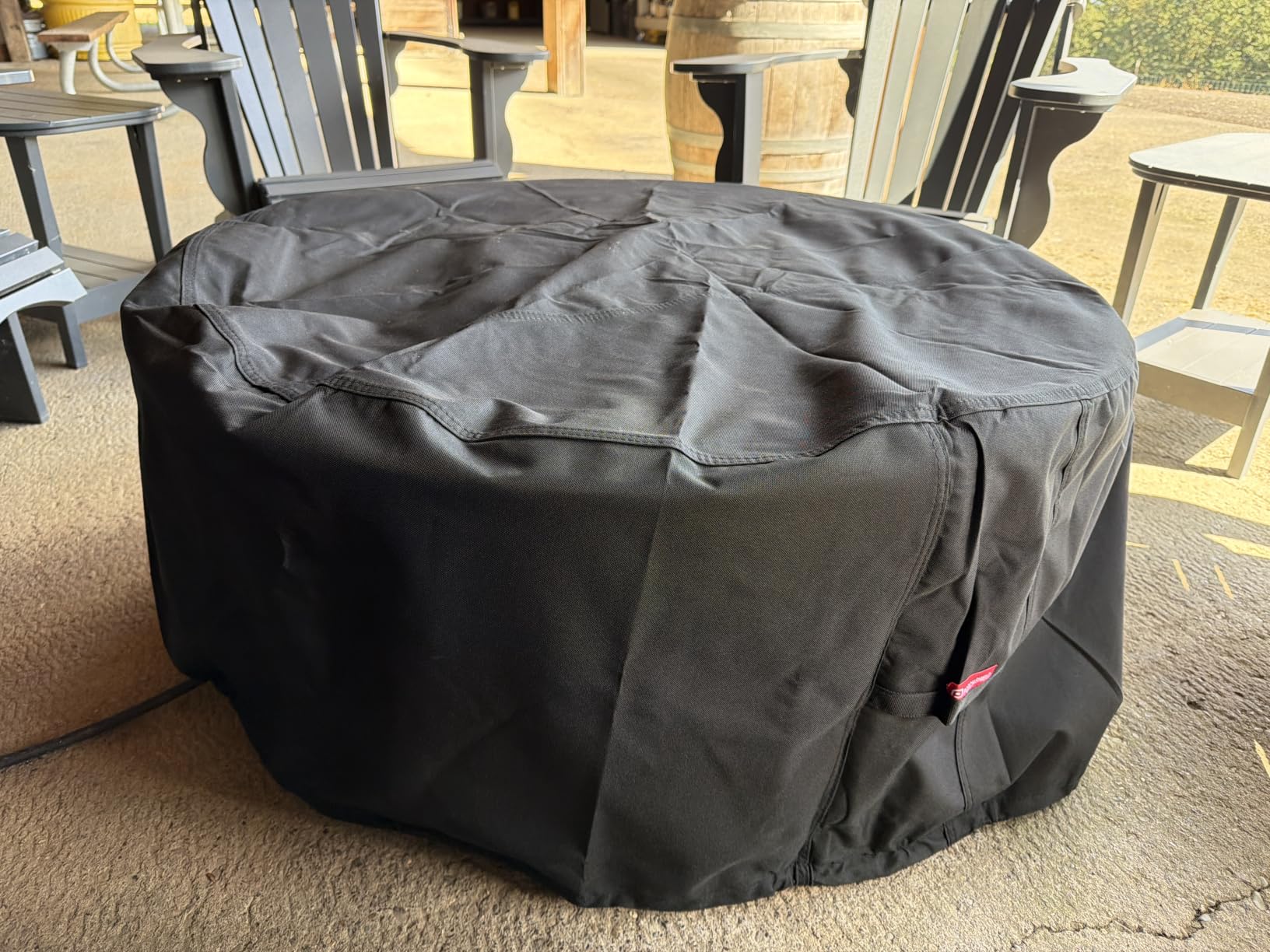 Porch Shield 600D Round Patio Fire Pit Table Cover 32 inch, Black customer photo 2