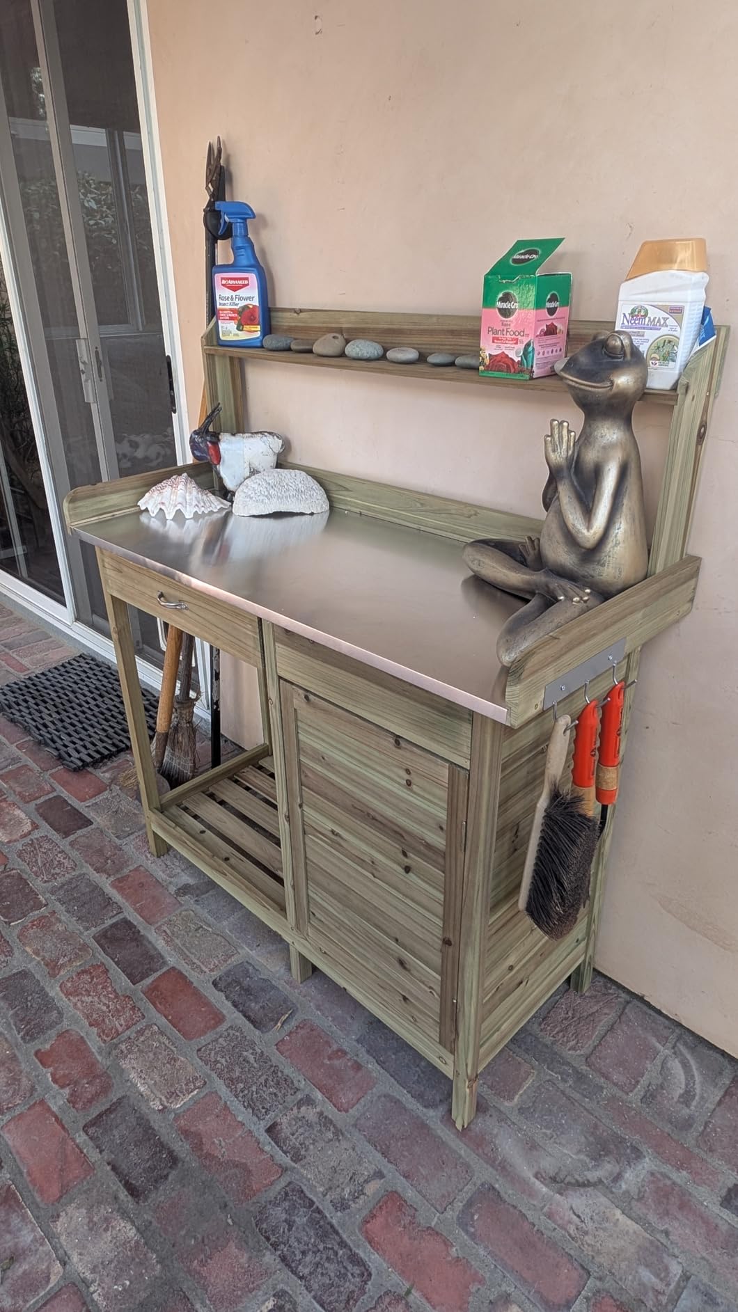 Yaheetech Potting Bench Outdoor Potting Table with Storage,Natural Wood customer photo 2
