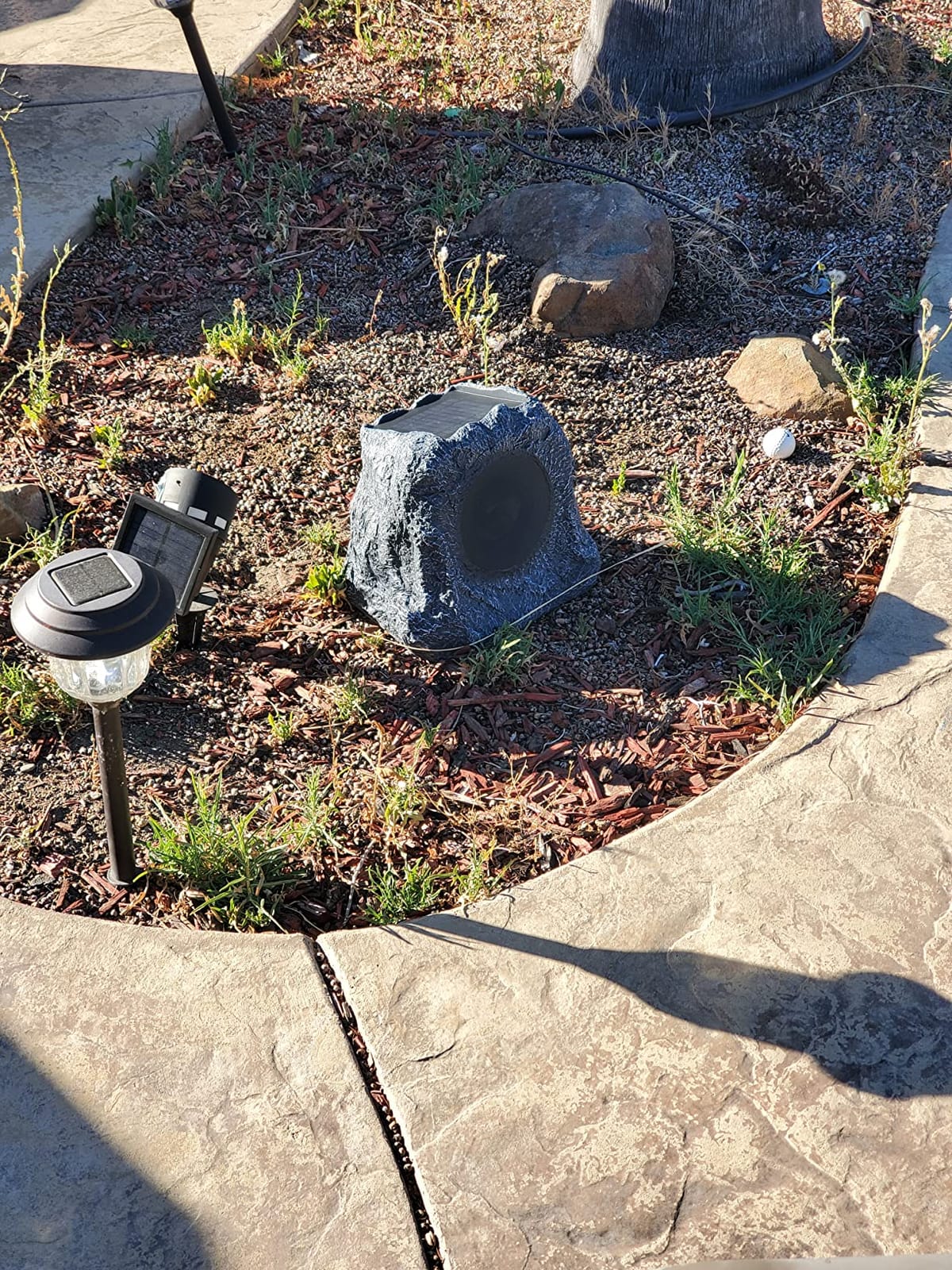 Victrola The Solar Rock Speakers Pair, 14 Hours PlayTime, IPX4 Rechargeable Solar Outdoor Bluetooth Speakers for Garden, Patio, Built for All Seasons, Wireless Music Streaming, Charcoal customer photo 2