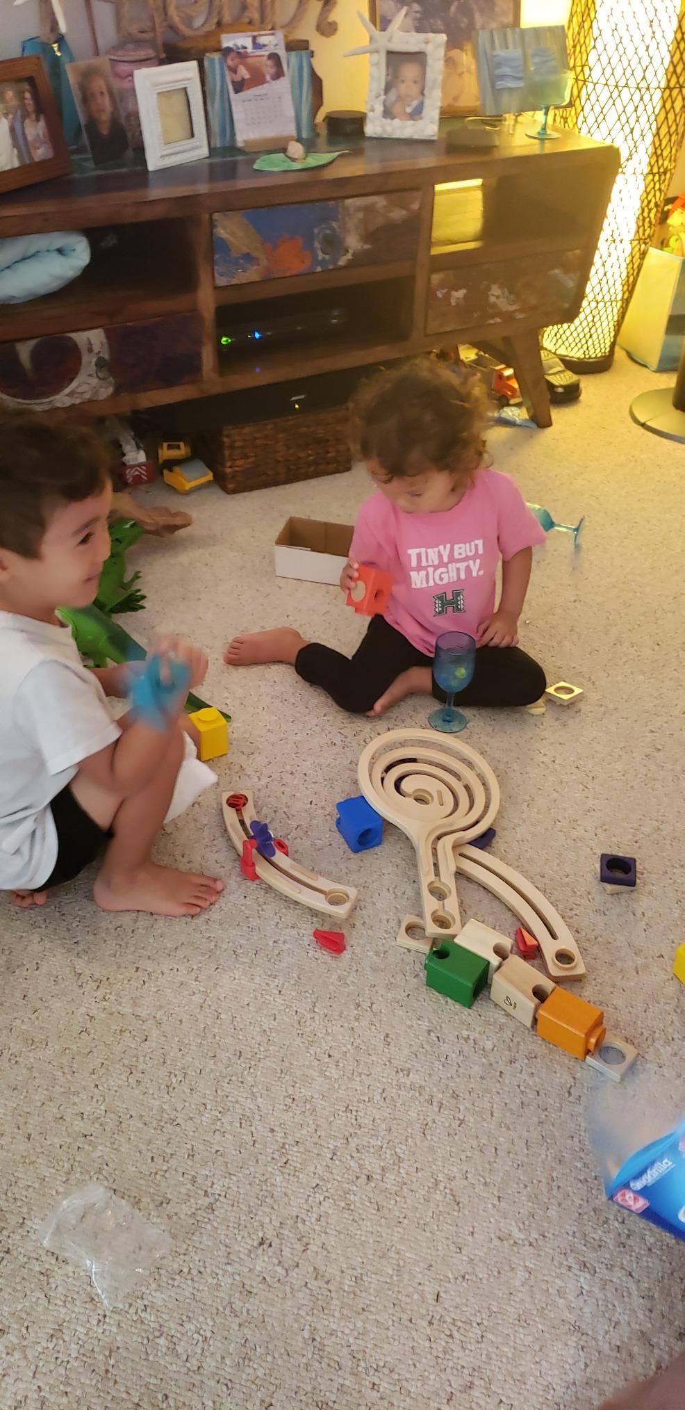 Hape Quadrilla Race to Finish Wooden Blocks with Marble Run Play customer photo 2