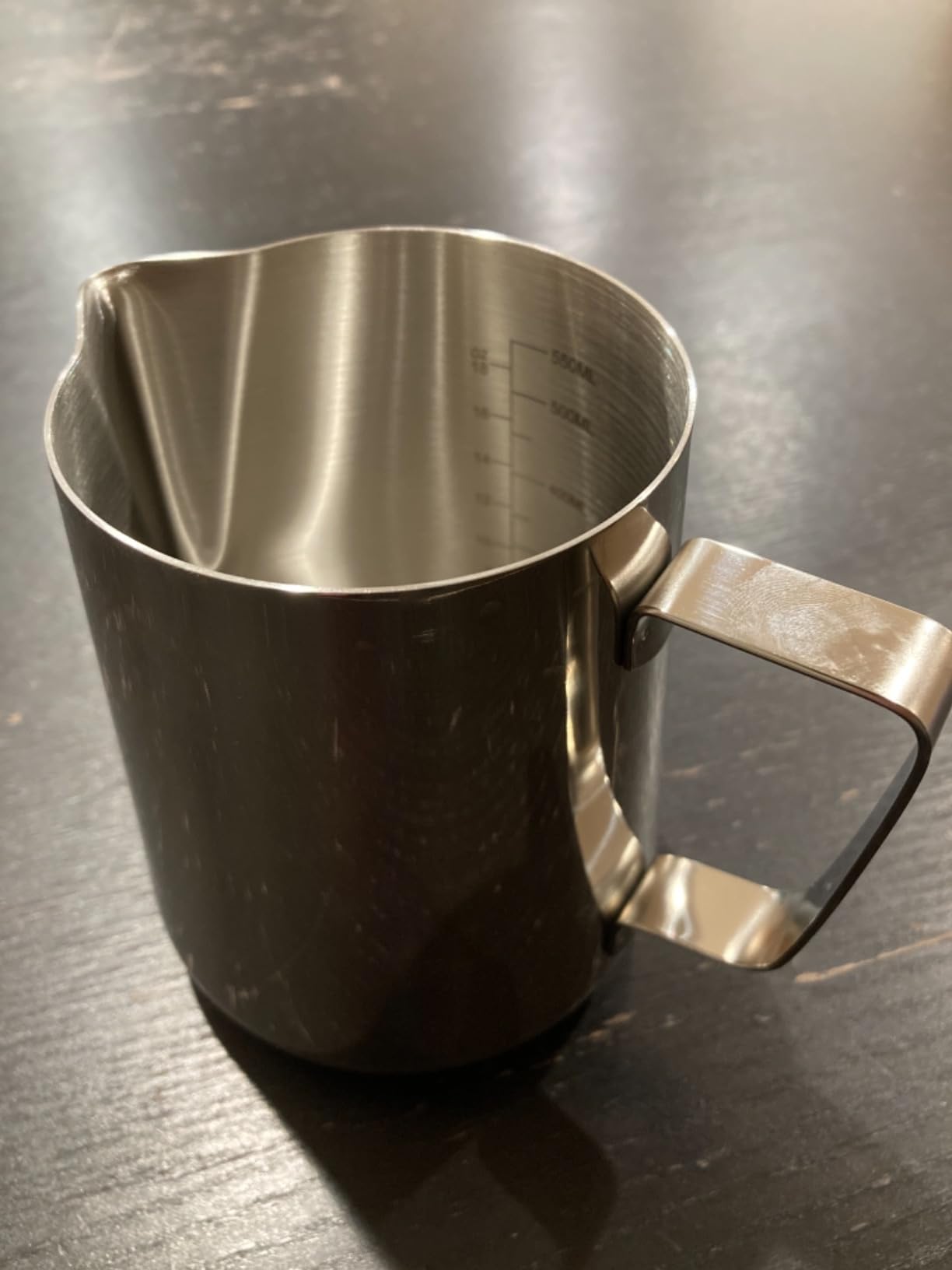 HOFASON Stainless Steel Milk Frothing Pitcher Cappuccino Pitcher Pouring Jug Espresso Cup Creamer Cup for Latte Art, 12 Ounce (350 ML) customer photo 1