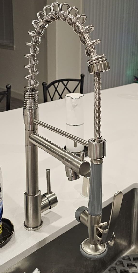 Fapully Commercial Pull Down Kitchen Sink Faucet with Sprayer Brushed Nickel customer photo 2