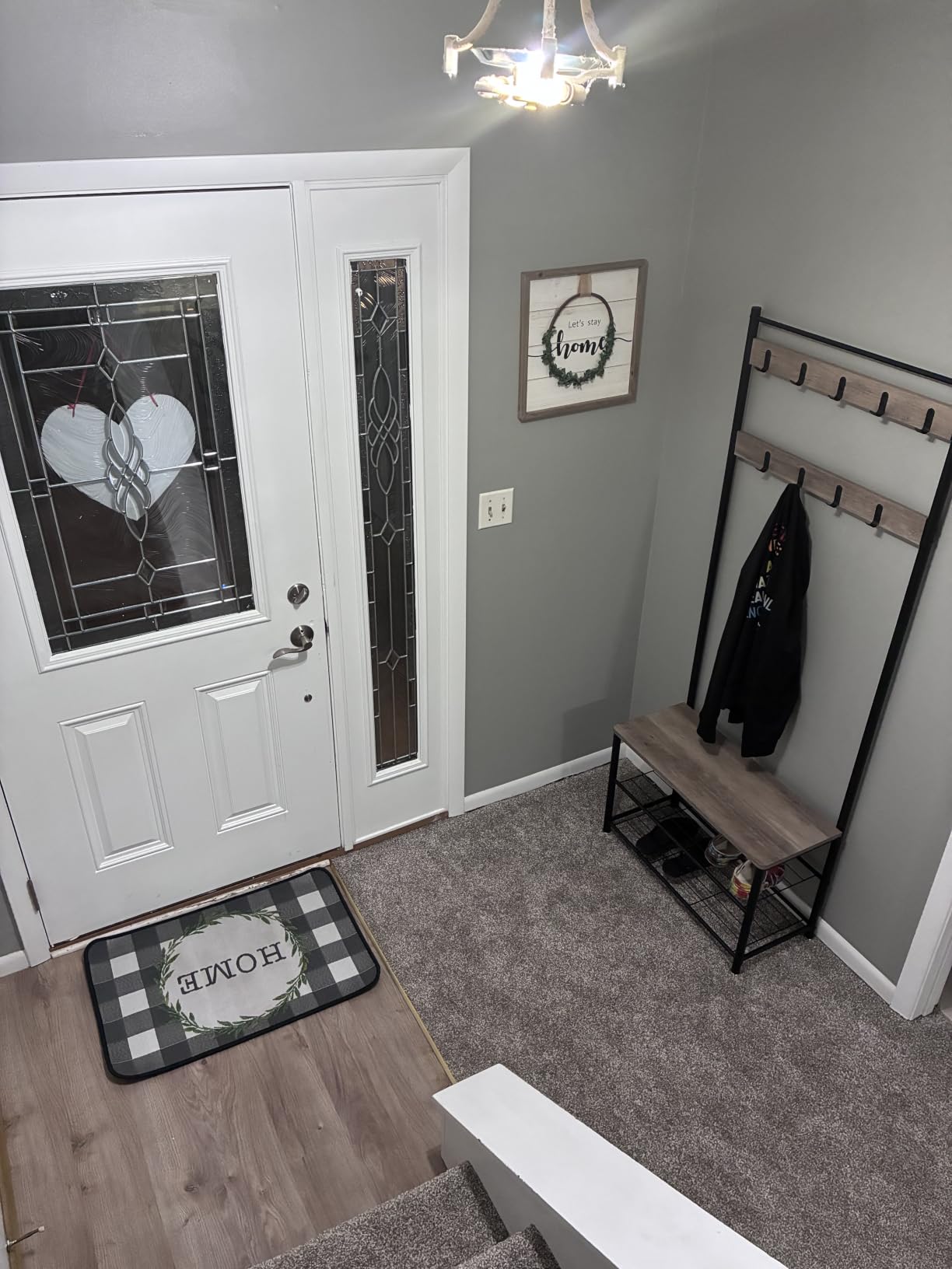 VASAGLE Coat Rack, Hall Tree with Shoe Storage Bench, 3-in-1, Steel Frame | Traditional Basic Entryway Bench, 12.6 x 27.6 x 68.9 Inches, Rustic Brown and Black, DACEY Collection UHSR41BX customer photo 1
