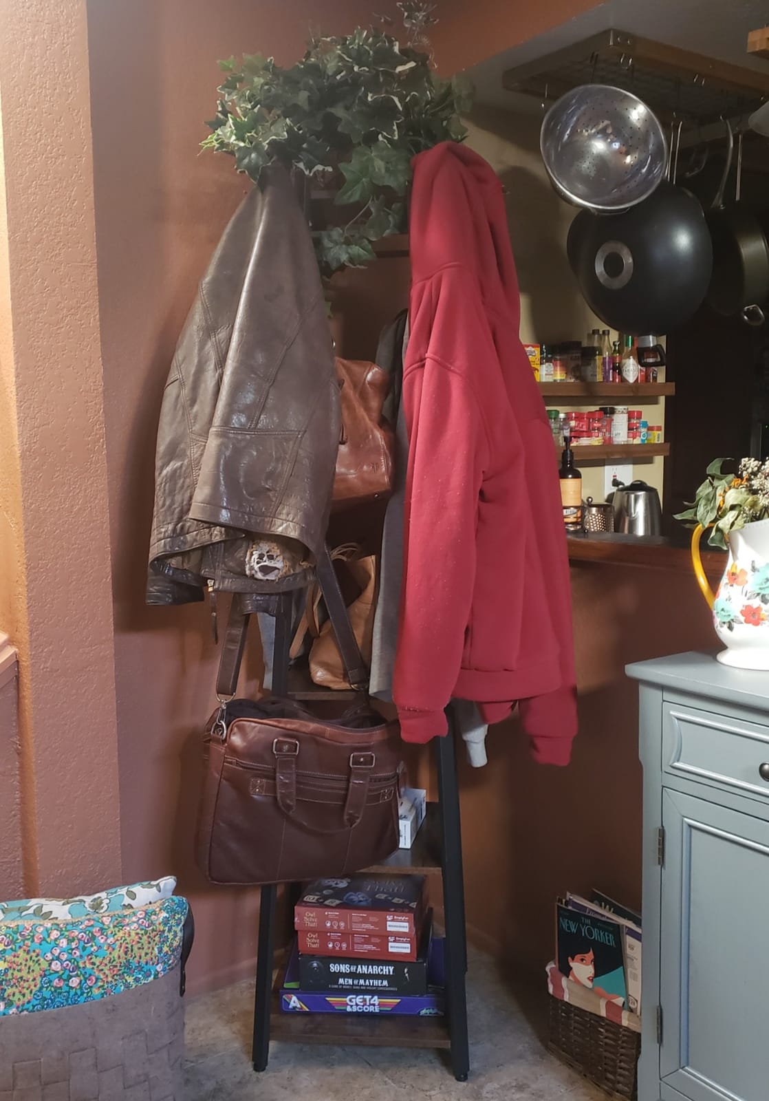 VASAGLE Coat Rack Freestanding, Hall Tree with 2 Shelves | Coat Hanger Stand, for Clothes, Hat, Bag, Contemporary Style, Rustic Brown and Black, COLTEN Collection URCR16BX customer photo 1