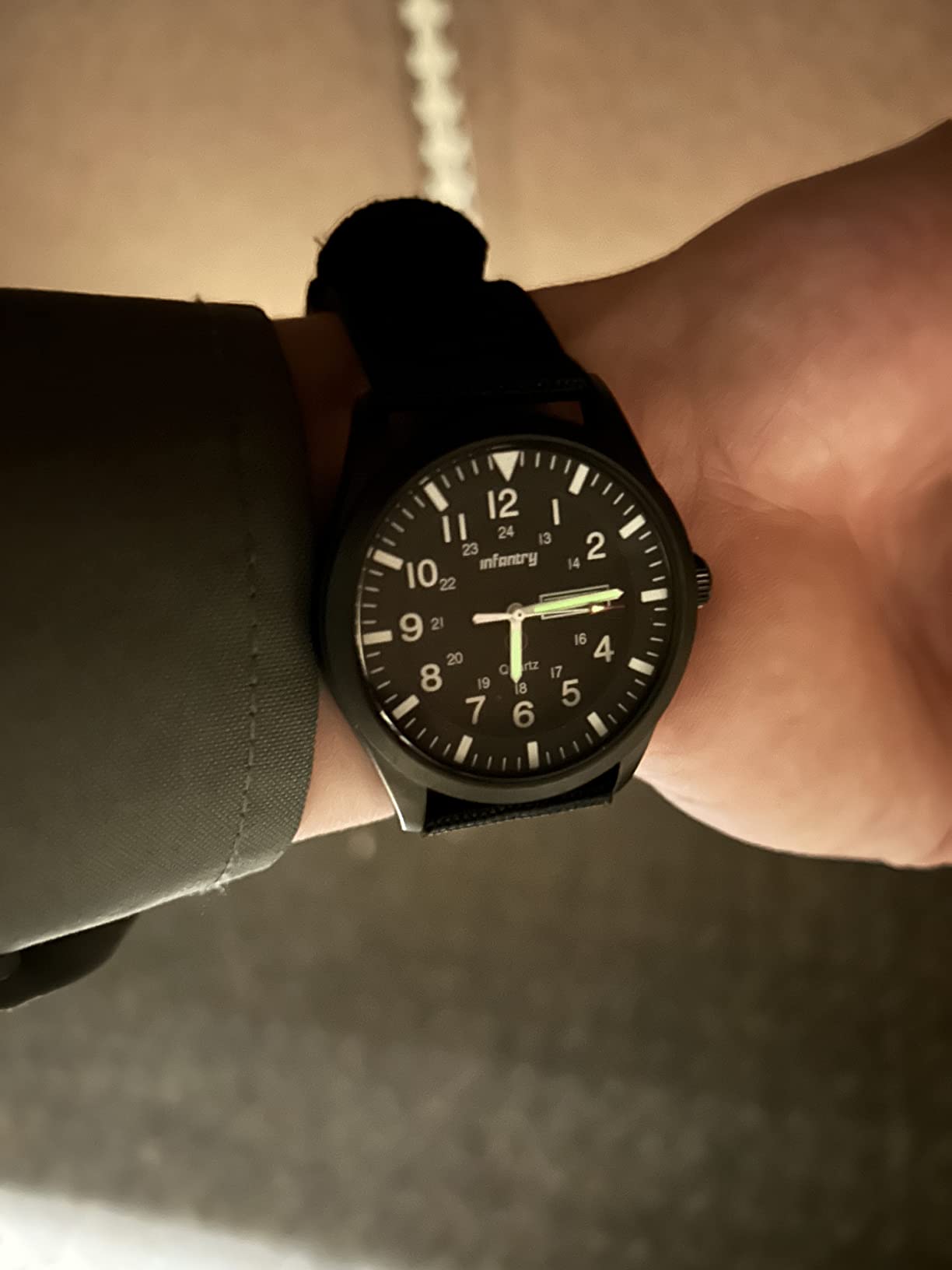 Infantry Mens Military Field Watch, 12/24H Day Date, 5ATM Waterproof Nylon customer photo 1