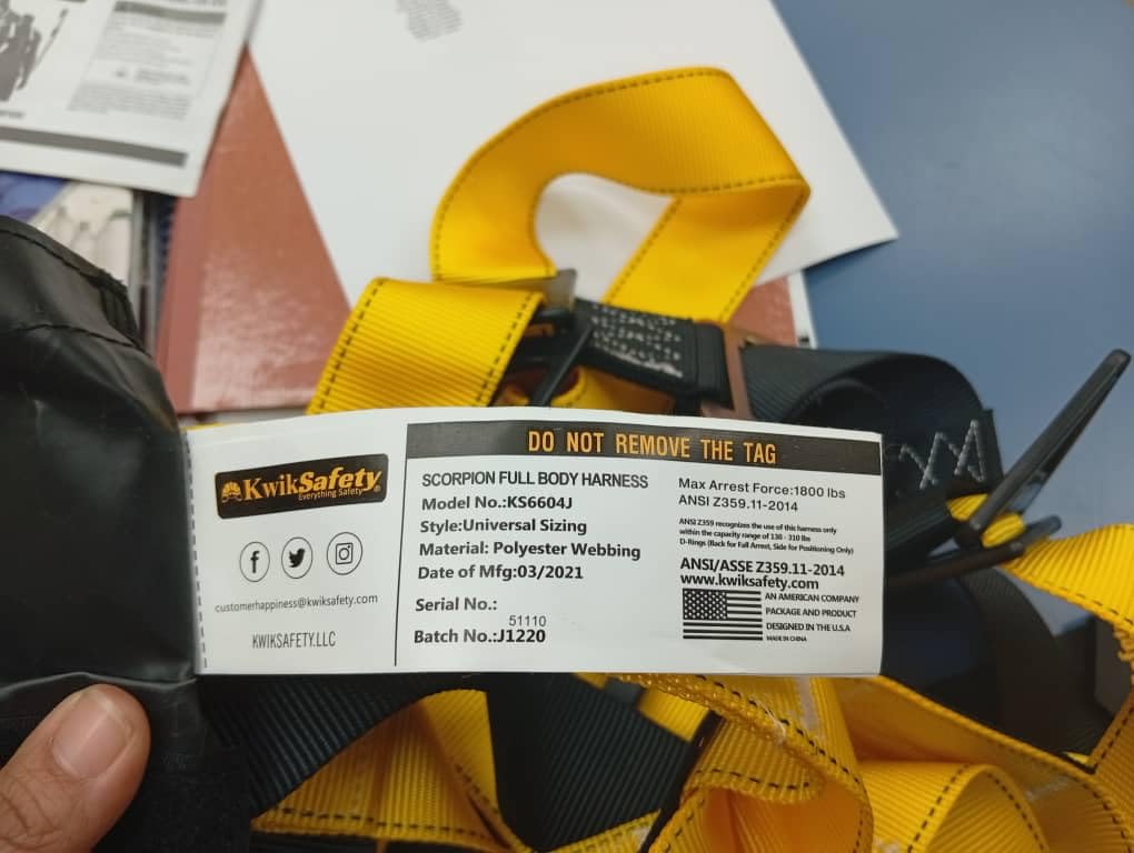 KwikSafety SCORPION Safety Harness ANSI OSHA Fall Protection Gear customer photo 1