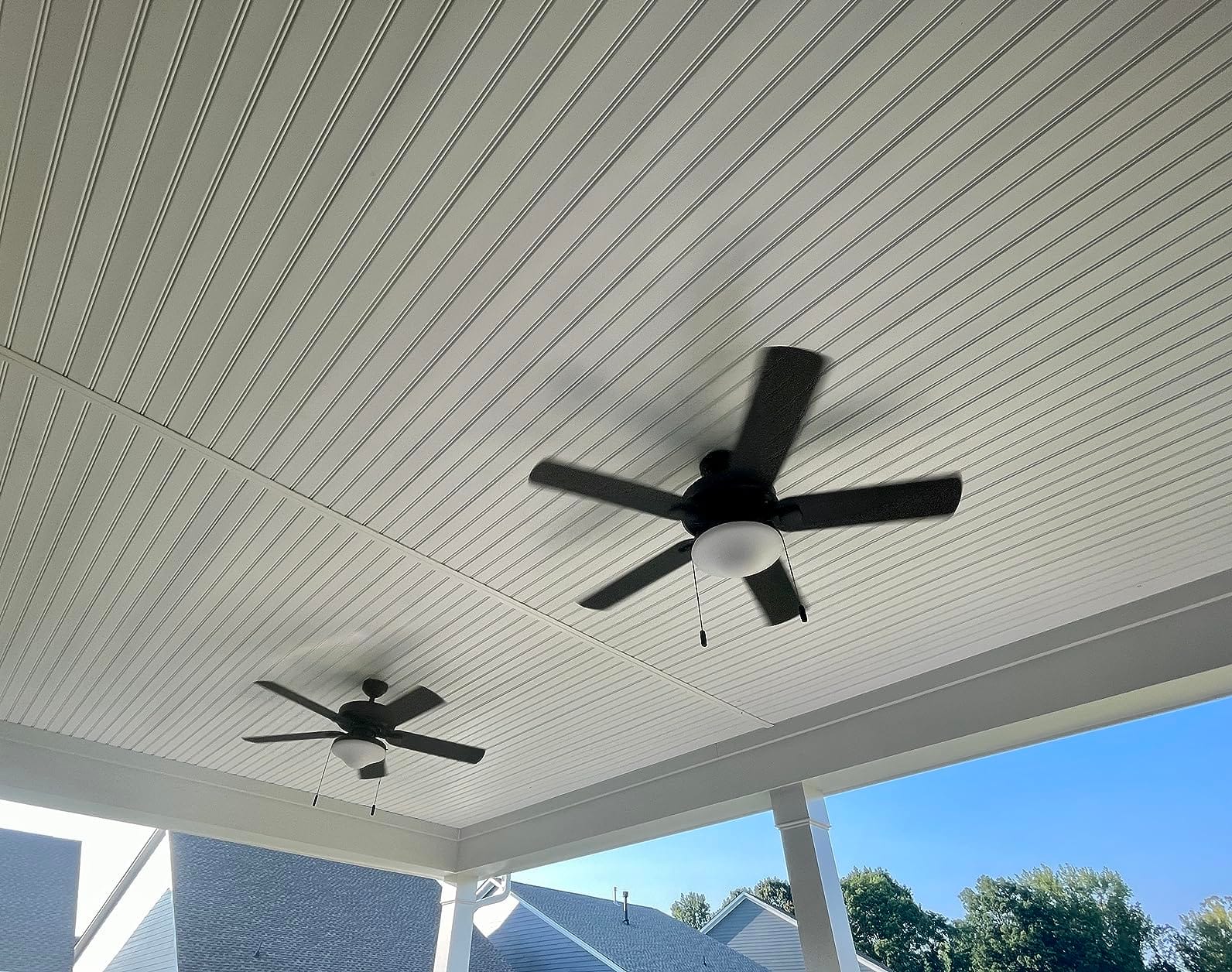 Honeywell Ceiling Fans Belmar 52 Inch Ceiling Fan With Light, Indoor/Outdoor Ceiling Fan with Pull Chain, LED Tri-Mount 5 Blade Design, ETL Damp Rated, White (50513-01) customer photo 2