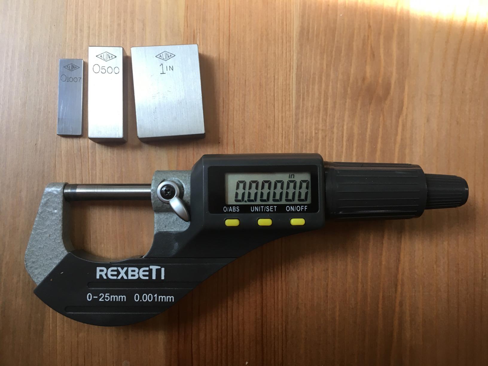 REXBETI Outside Micrometer, Ultra-Precision Carbide Tipped Measuring Tool | Digital Micrometer, Professional Inch/Metric, 0.00005