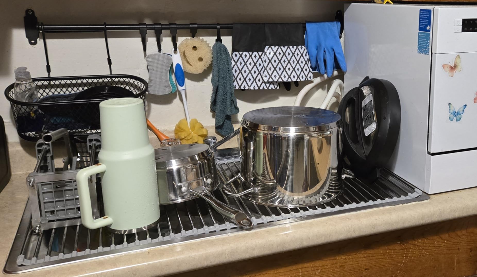 Tomorotec Roll Up Dish Drying Rack Over Sink, 304 Steel, 17.7x15.5, Grey customer photo 2