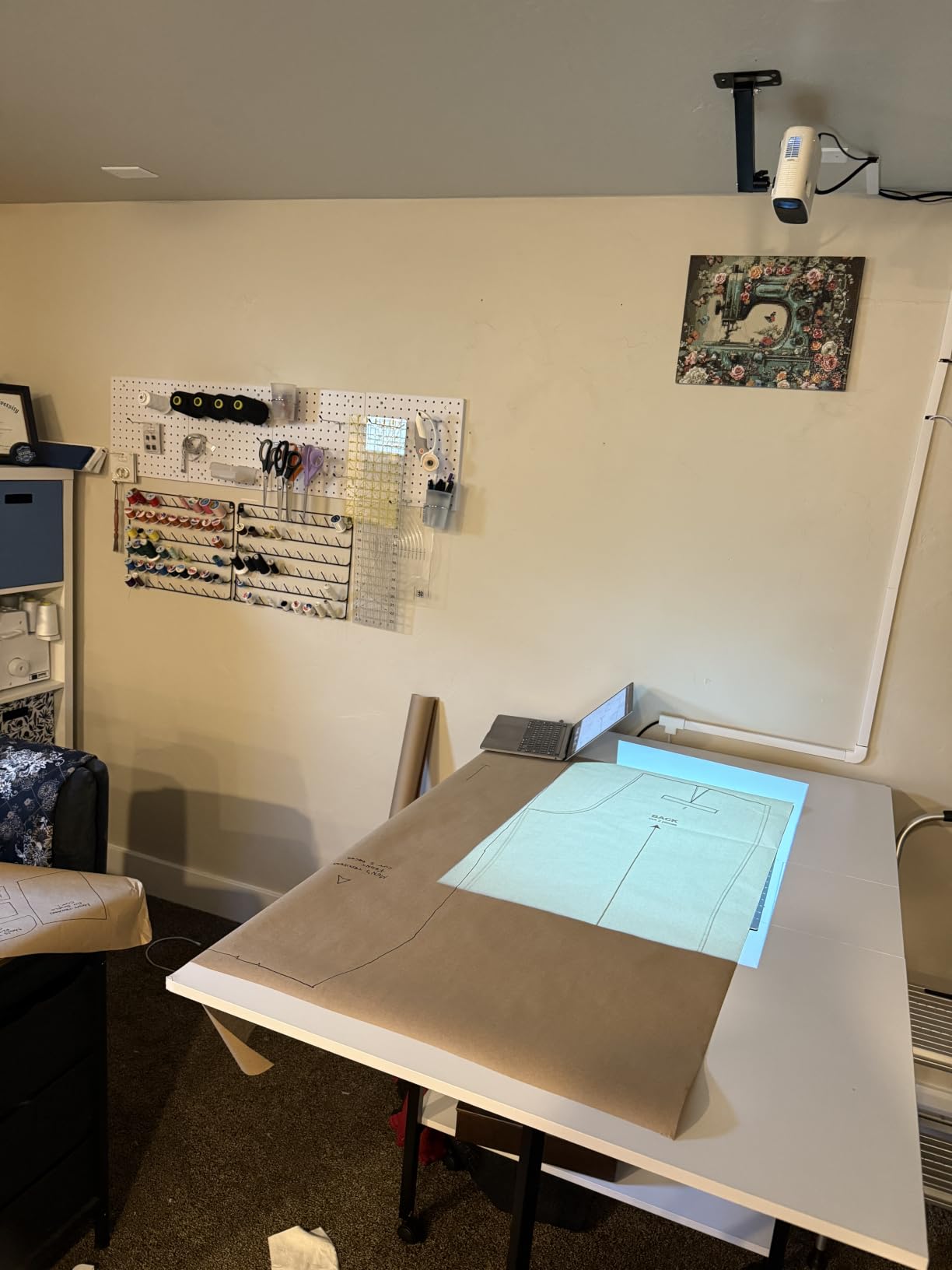 Studio Designs Sew Ready Fabric Cutting Standing Table with Craft Organizers - 58.75 in W x 36.5 in D x 30 in H - Charcoal / White customer photo 1