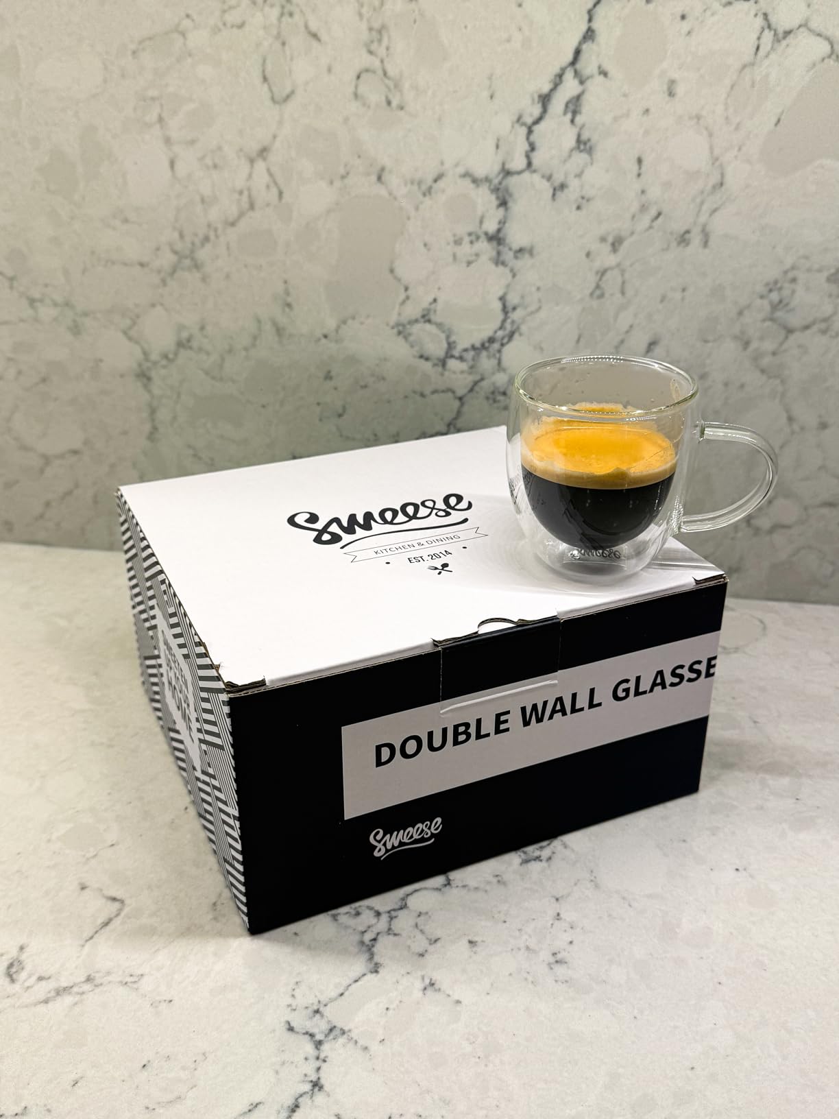 Sweese Clear Coffee Mugs - 8 oz Double Wall Glass Coffee Mugs Set of 4, Perfect for Espresso, Latte, Cappuccino customer photo 2