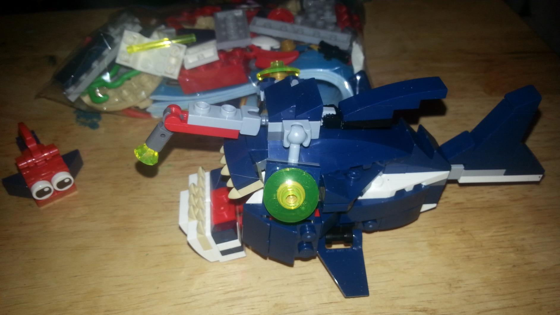 LEGO Creator 3 in 1 Deep Sea Creatures, Transforms from Shark and Crab to Squid to Angler Fish, Sea Animal Toys, Gifts for 7 Plus Year Old Girls and Boys, 31088 customer photo 2