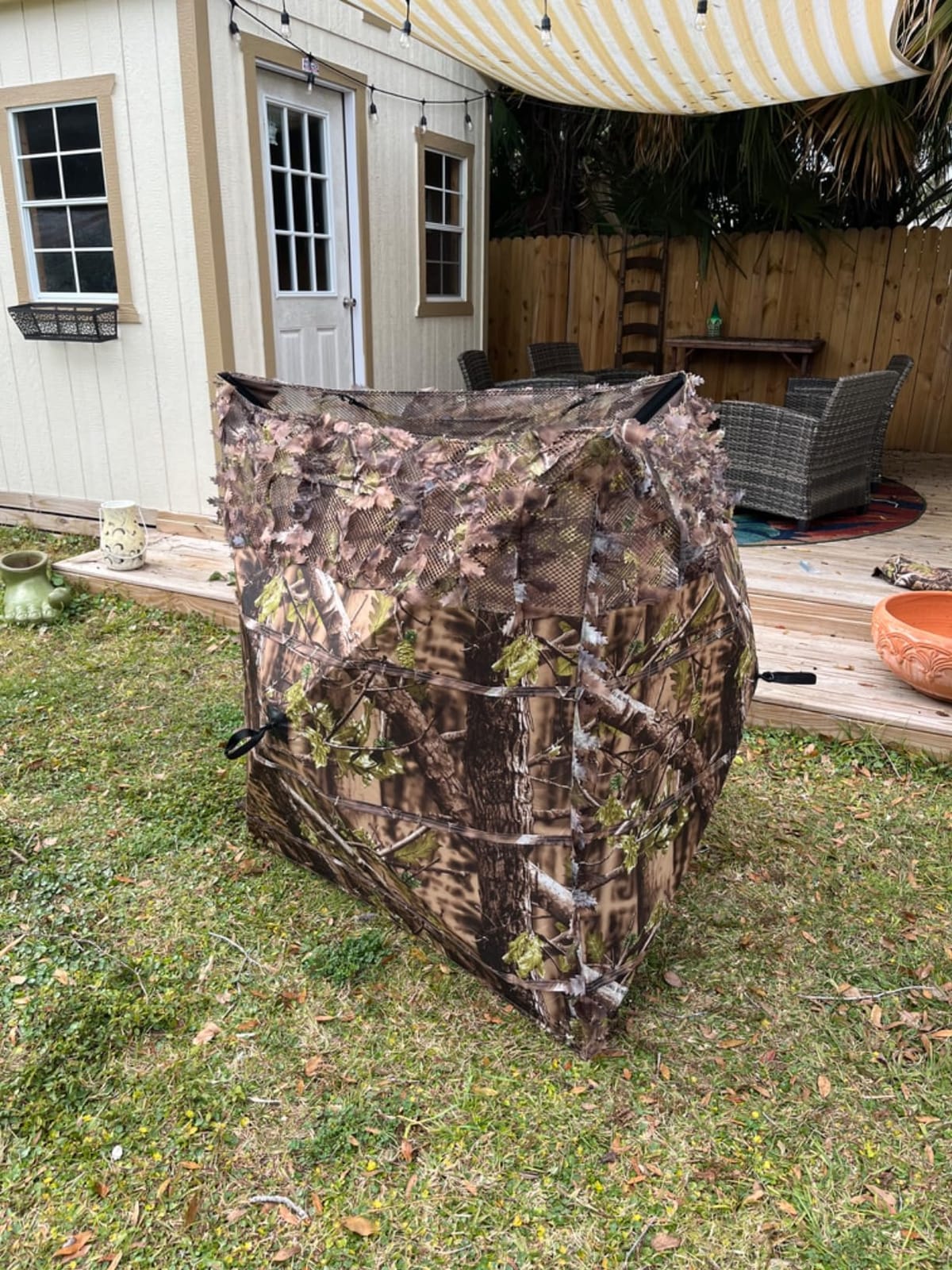 AUSCAMOTEK Pop Up Ground Blind for Deer Duck Turkey Hunting Portable Quick Setup Lightweight Green/Brown/Dry Grass Ground Peg Included customer photo 1