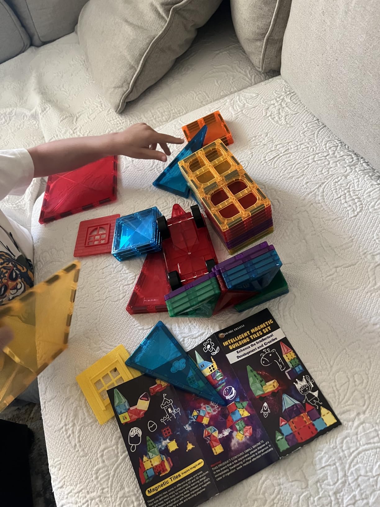 Magnetic Tiles Building Blocks Toy - STEM Educational Magnet Set for Kids, Creativity Preschool Learning Sensory Montessori Toys for Boys & Girls 3+ Years Old - 57PC customer photo 2