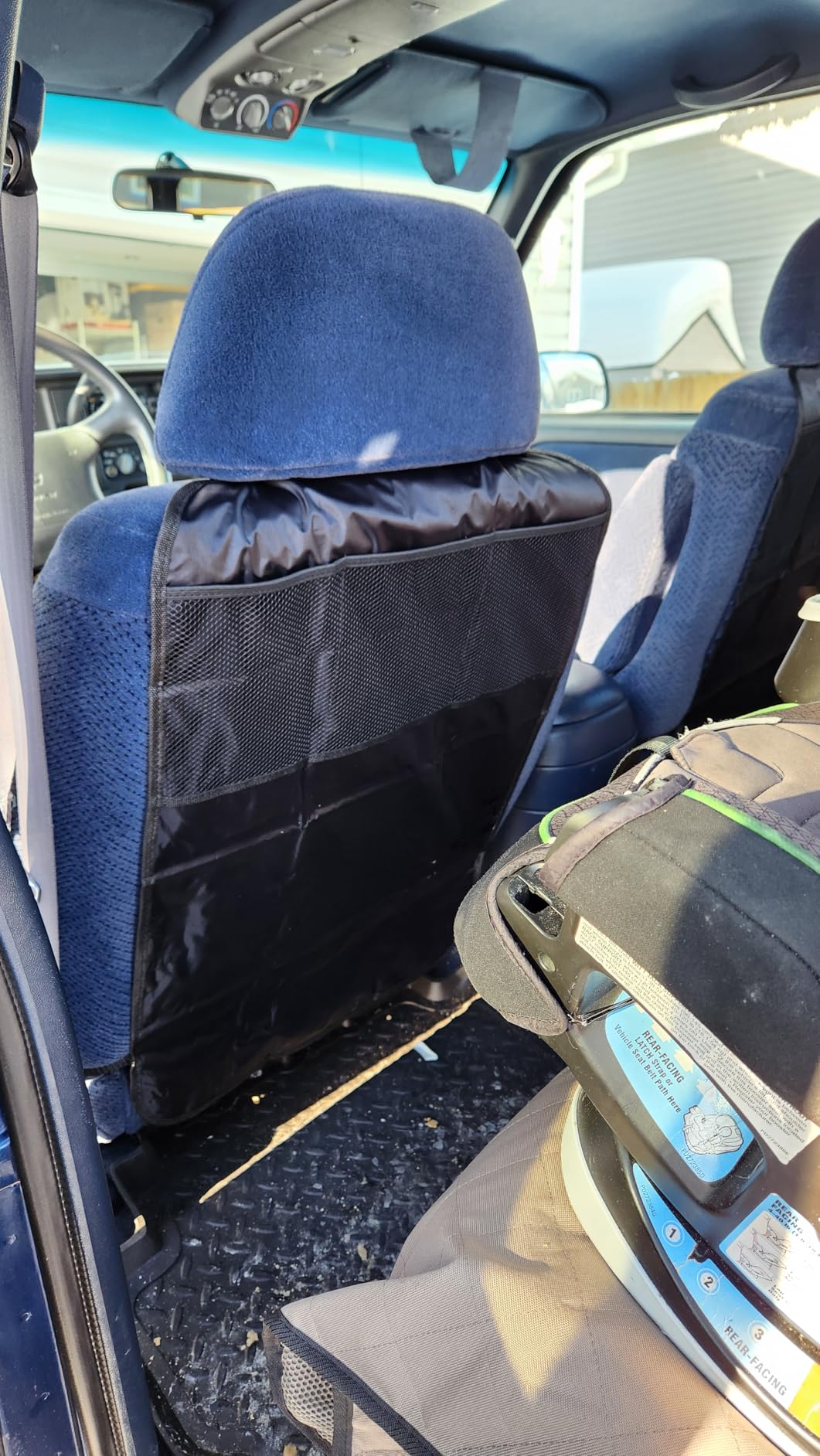 lebogner Back Seat Cover For Kids + 3 Pocket Storage Organizer, 2 Pack X-Large Waterproof Kick Mats Backseat Protector, Car Seat Back Protectors For Vehicles To Protect From Dirt, Mud & Scratches customer photo 1