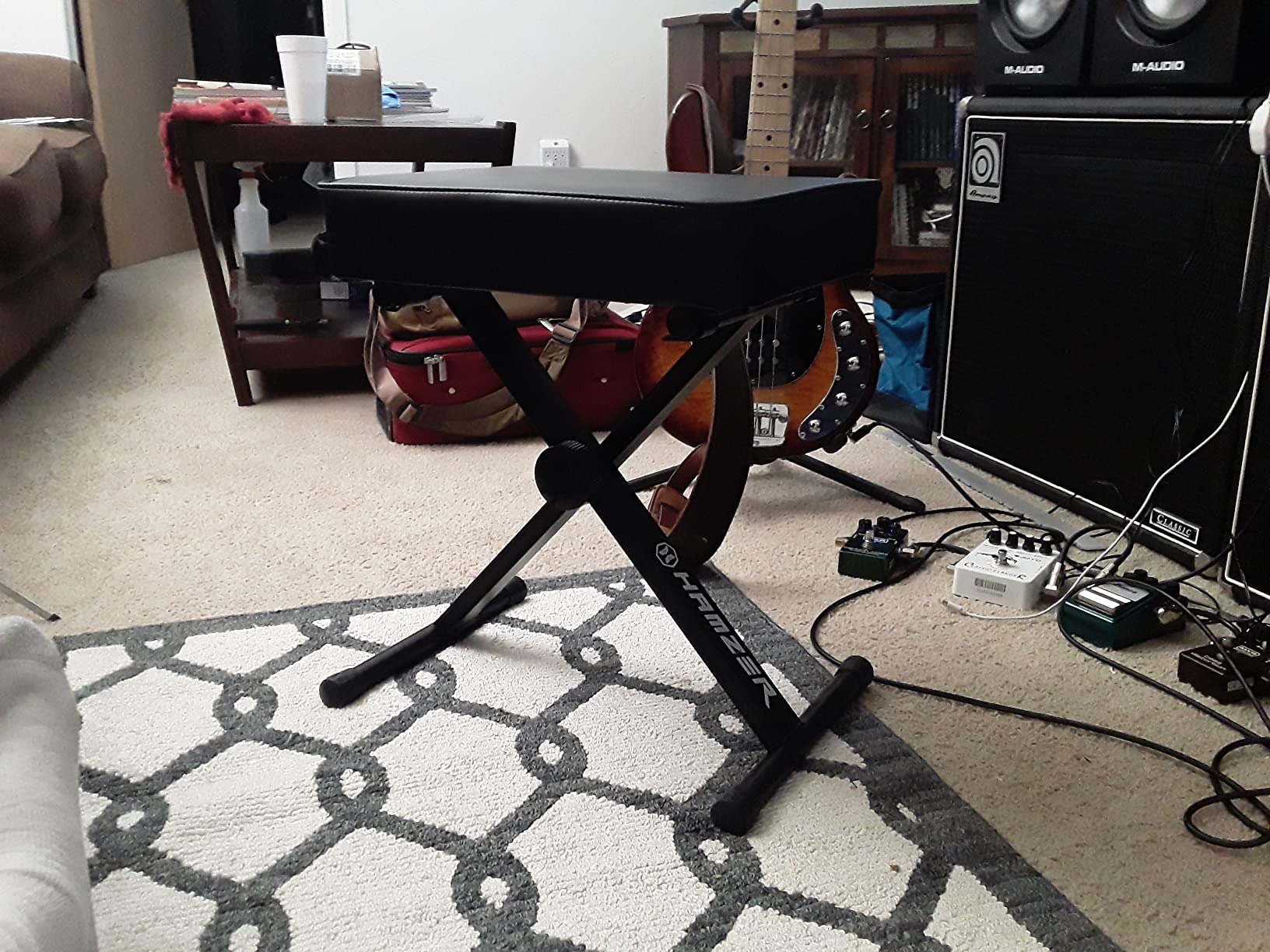 Hamzer Adjustable Padded Keyboard Bench, Heavy-Duty Foldable and Portable X-Style Stool Piano Seat with Cushion, Black customer photo 2