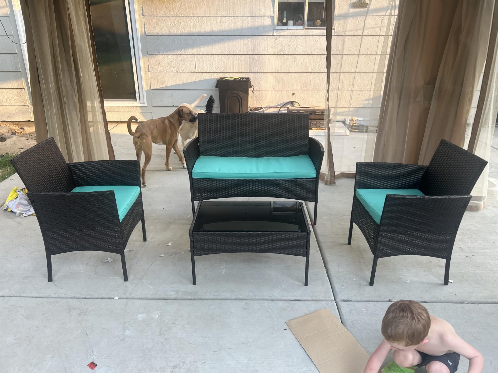 FDW 4-Piece Patio Furniture Set | Black | Outdoor Wicker Furniture customer photo 1