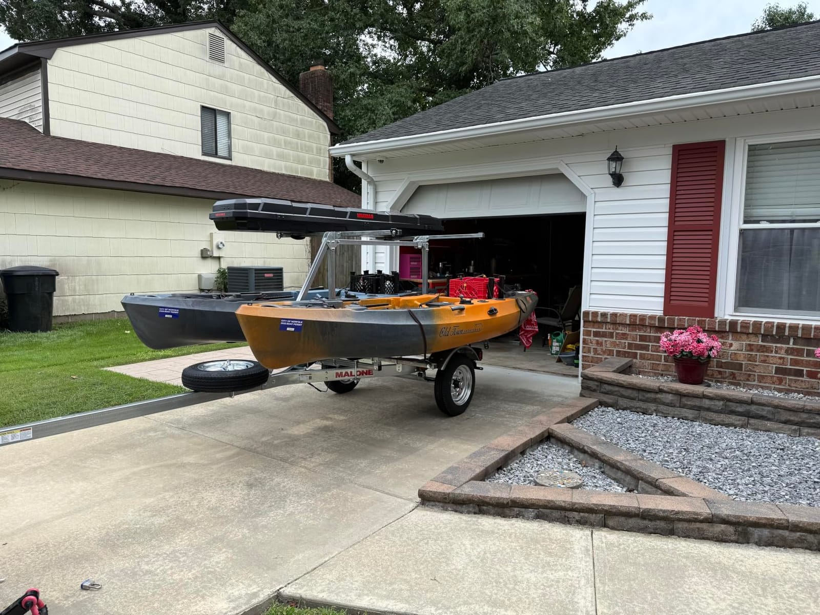 Malone MPG464-LBB MicroSport LowBed 2 Kayak Trailer with 2 Bunk Kayak Carriers & Spare Tire | 20' / 800 lbs Capacity | Fully Submersible | 22
