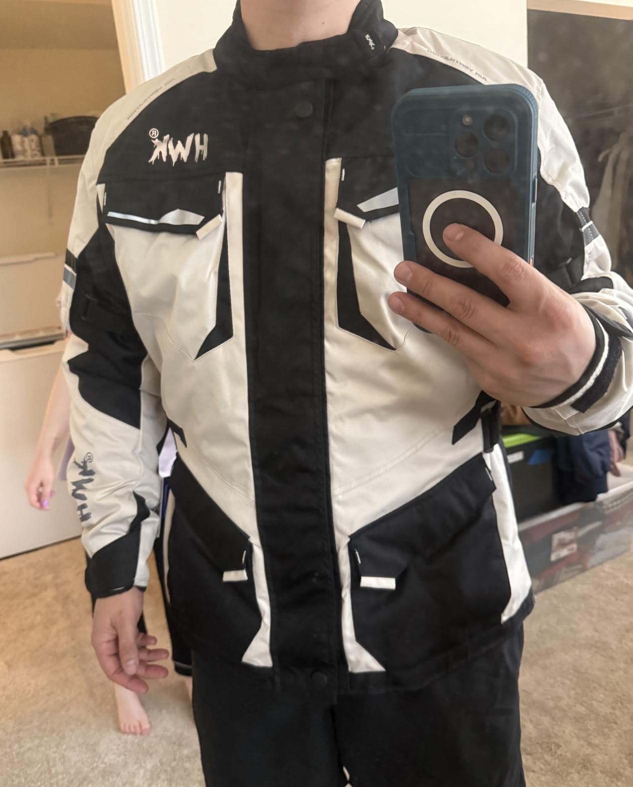 HWK Men's Motorcycle Jacket - Grey, Medium | Cordura, CE Armor customer photo 1