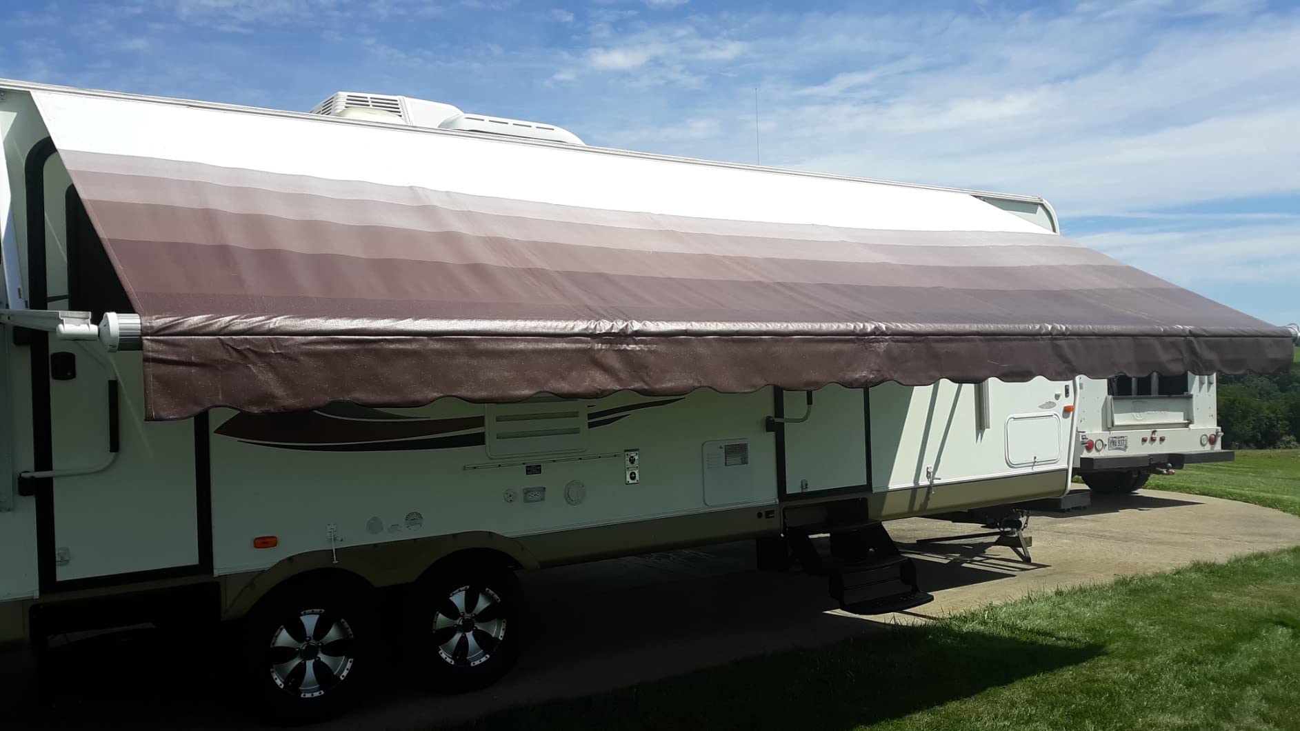 ShadePro - RV Awning Fabric Replacement - Heavy Duty Weatherproof Vinyl - Universal Outdoor Canopy for Camper, Trailer, and Motorhome Awnings - Granite - 12' (Fabric 11' 2