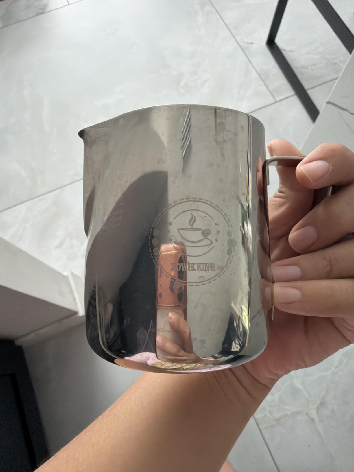 20oz Milk Frothing Pitcher, Stainless Steel Espresso Steamer Frother Cup customer photo 2