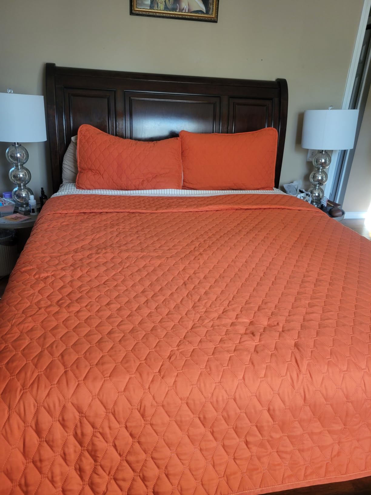 Exclusivo Mezcla Reversible Full Queen Quilt Bedding Set, Grey | Lightweight Bedspreads with 2 Pillow Shams, Soft Microfiber, All Season Bed Coverlets for Bedroom Guest Room, 90x96 Inch customer photo 1
