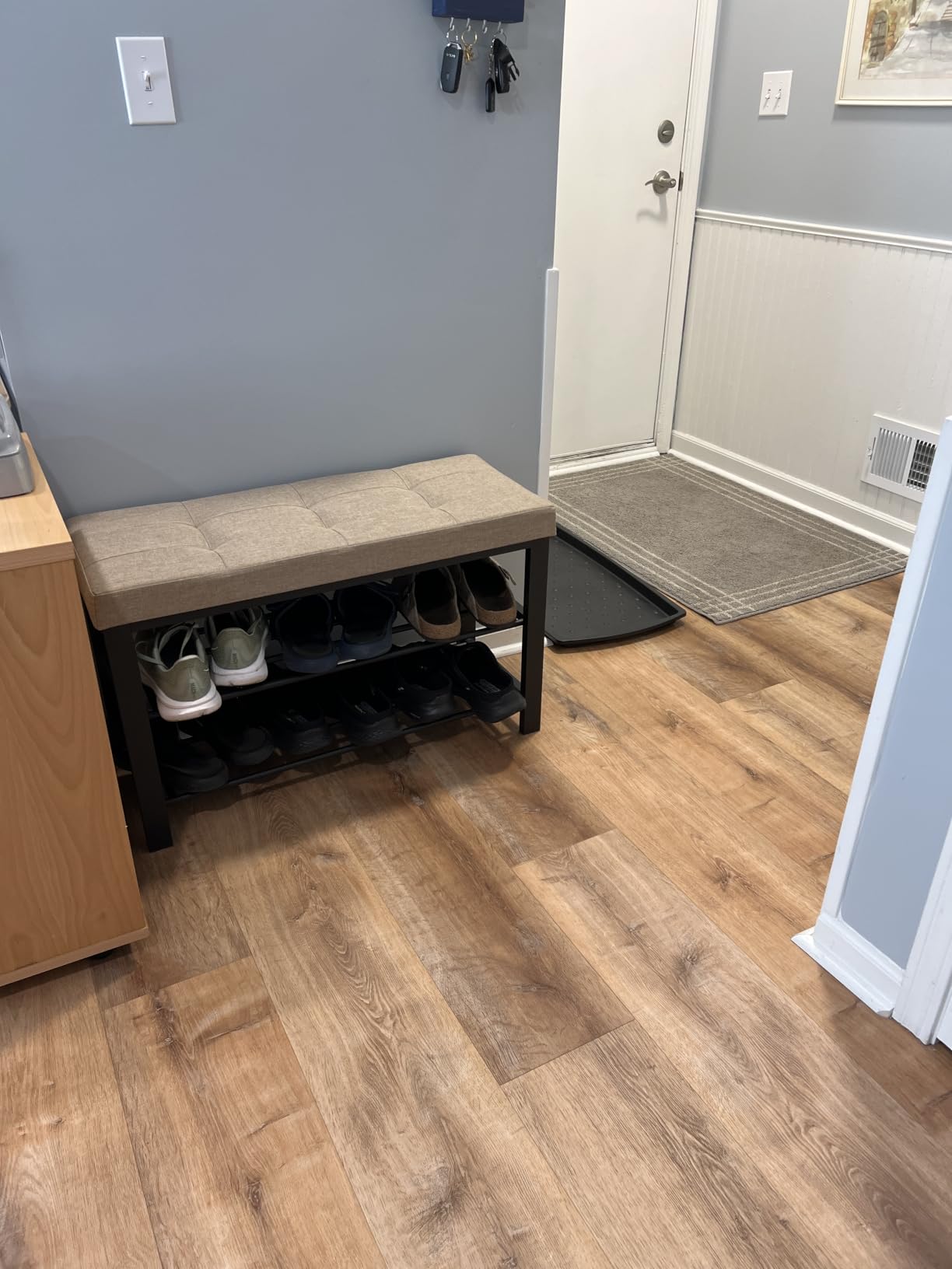 SONGMICS Shoe Bench, Storage Bench, Entryway Bench with Cushion customer photo 1