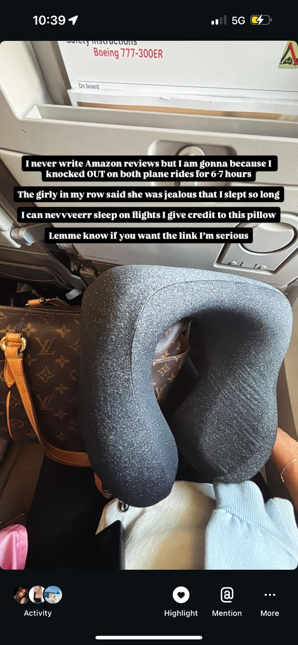 napfun Neck Pillow for Traveling, Upgraded Travel Neck Pillow for Airplane 100% Pure Memory Foam Travel Pillow for Flight Headrest Sleep, Portable Plane Accessories, Light Grey customer photo 2