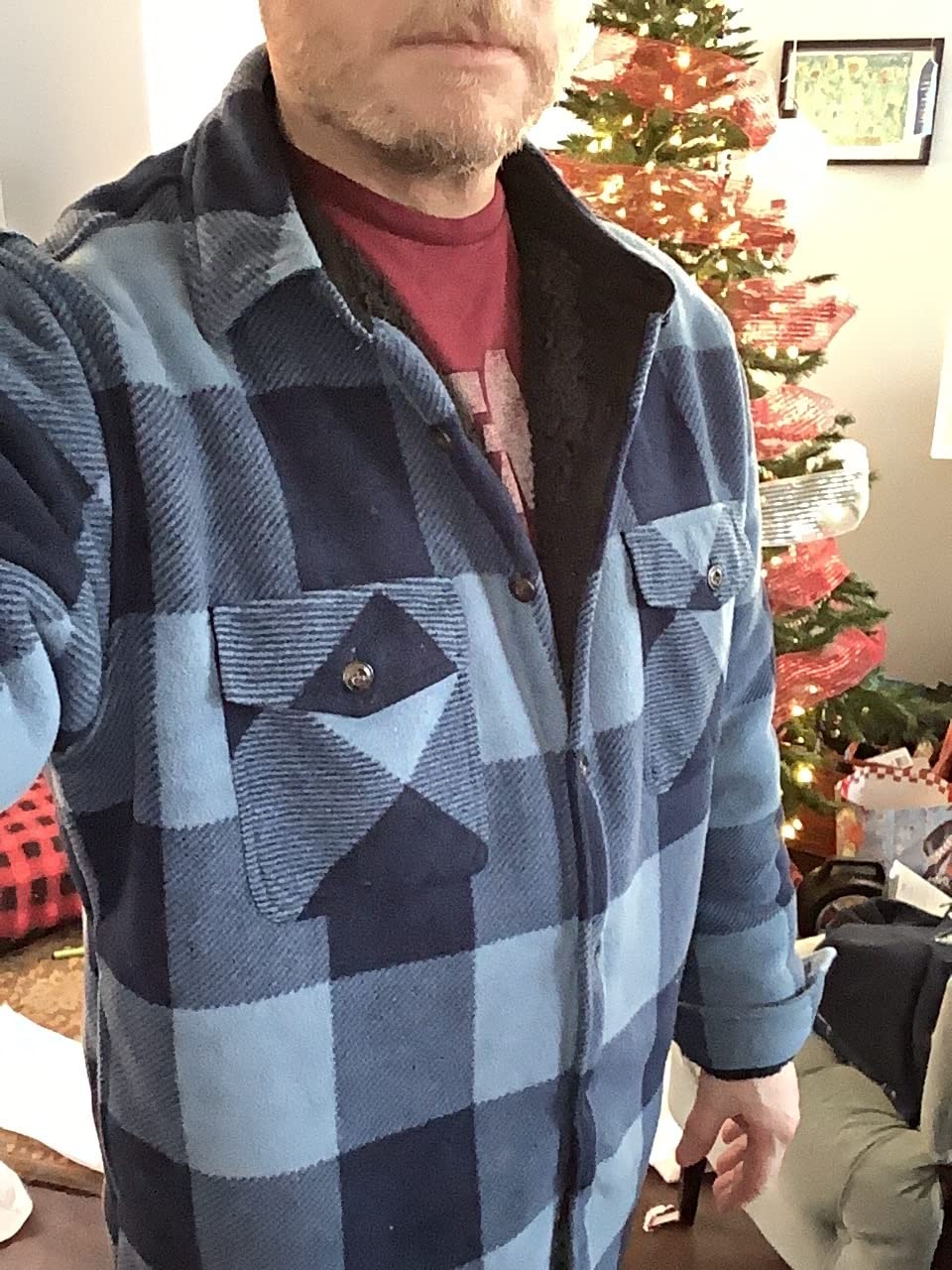 ZENTHACE Men's Warm Sherpa Lined Plaid Shirt Jacket customer photo 2